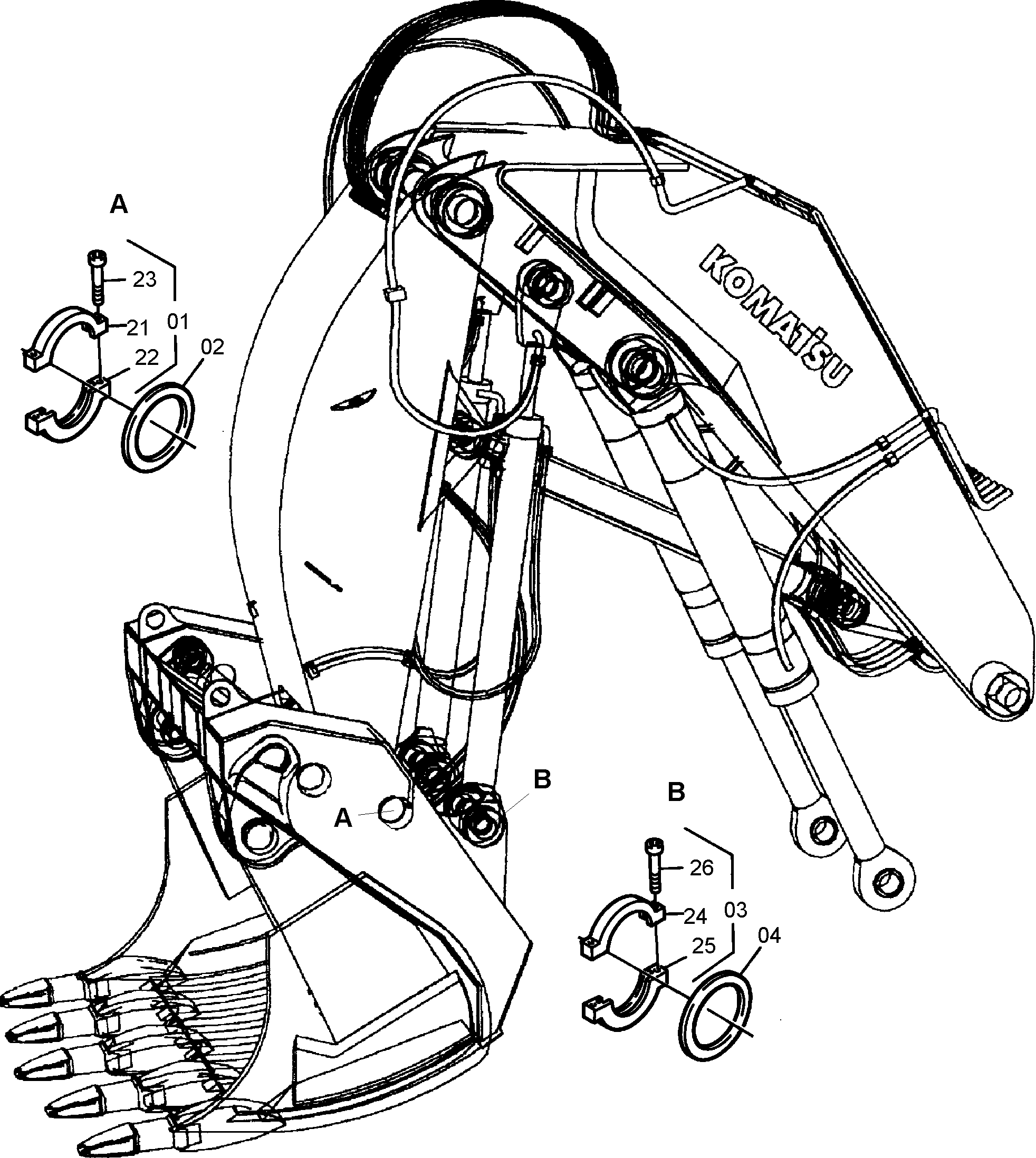 Excavators Mining Komatsu / PC3000-6 S/N 06215(g06215) / Pin Sealing Bullclam bucket(485-4610a : 485-4610a)