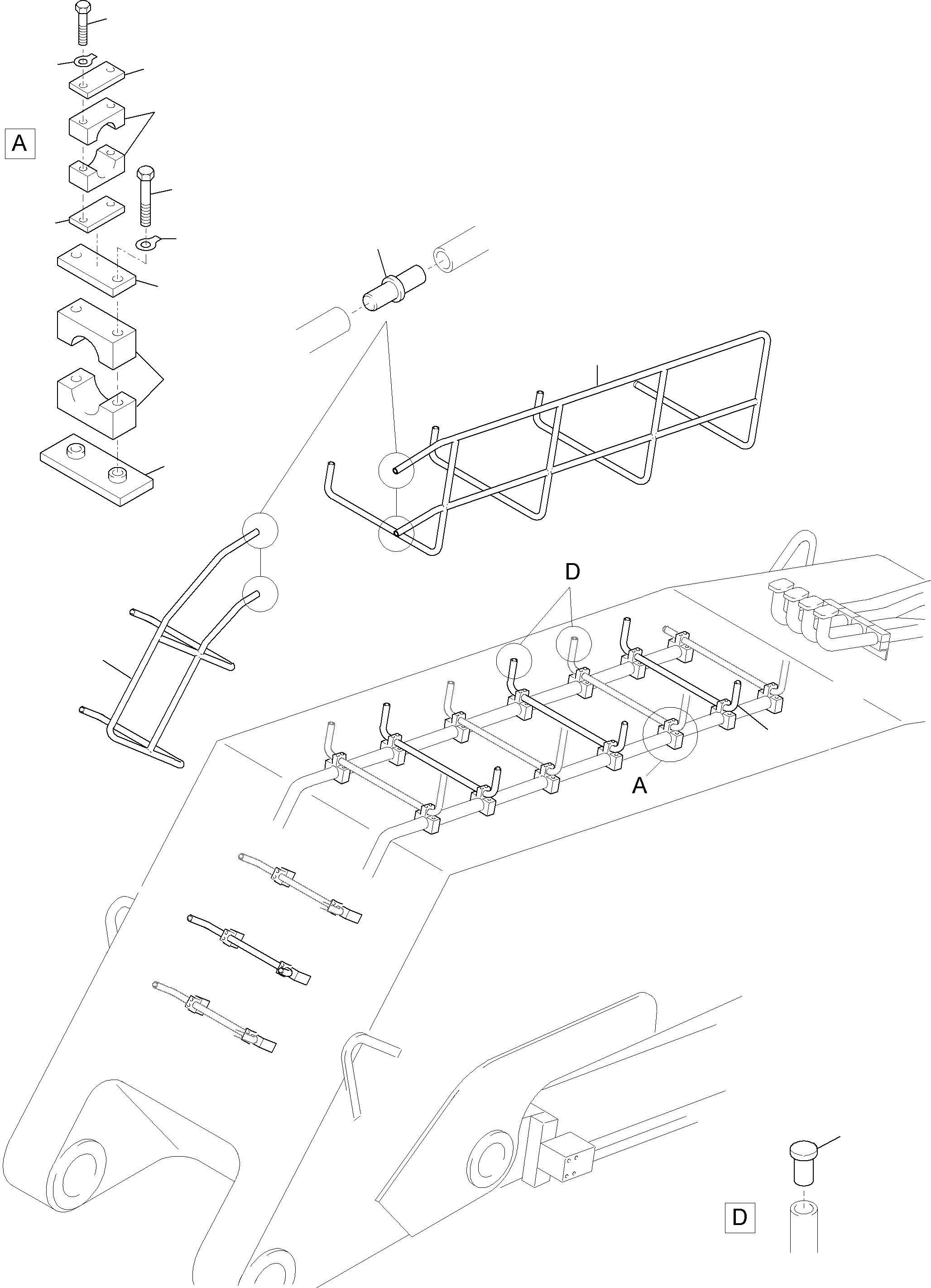 Excavators Mining Komatsu / PC3000-6 S/N 06215(g06215) / Ladder - Bullclam bucket boom 6m(485-4026c : 485-4026c)