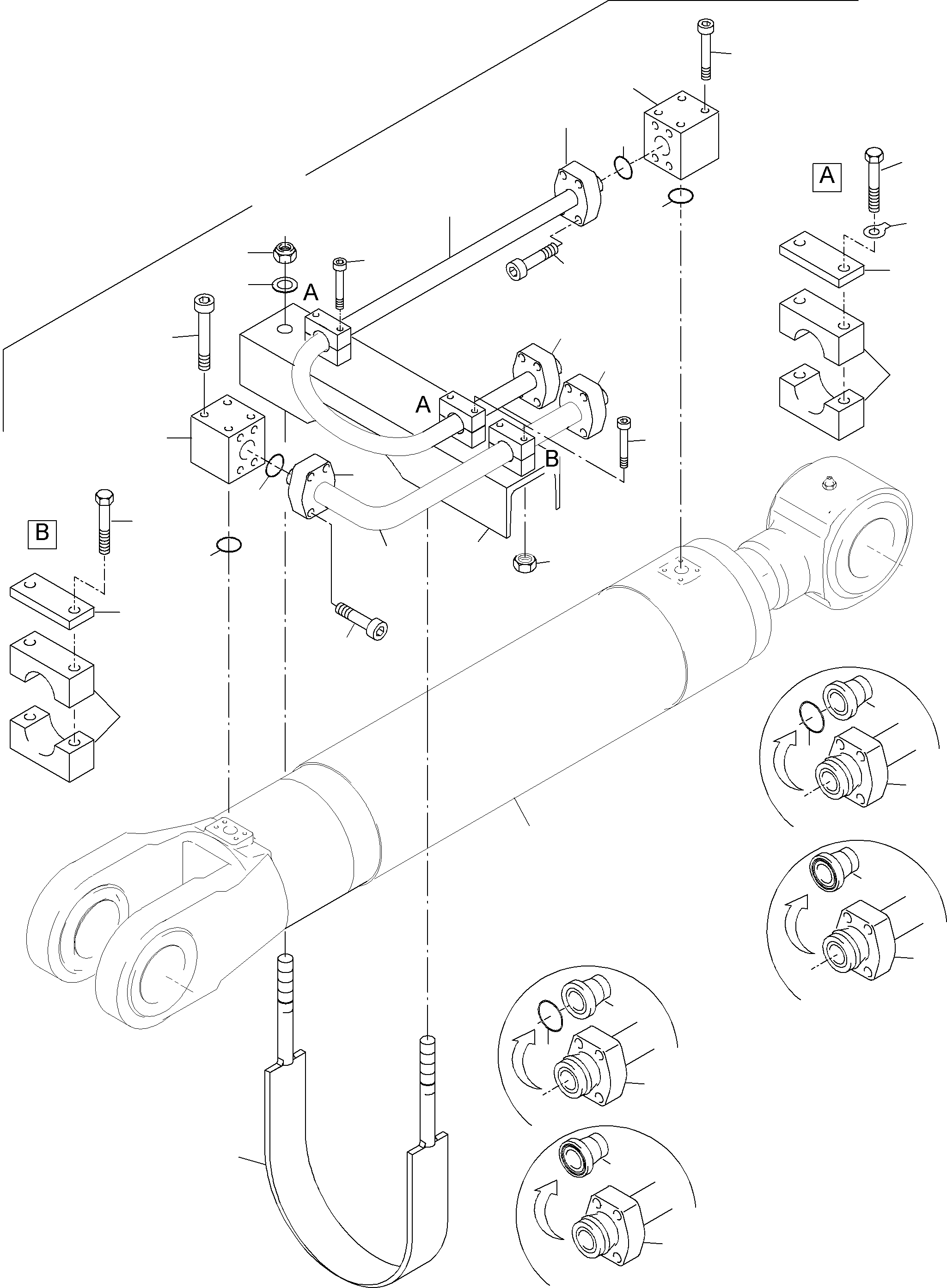 Komatsu parts book diagram for PC3000-6 S/N 06217: PIPING - BACKHOE CYLINDER R.H. / L.H.