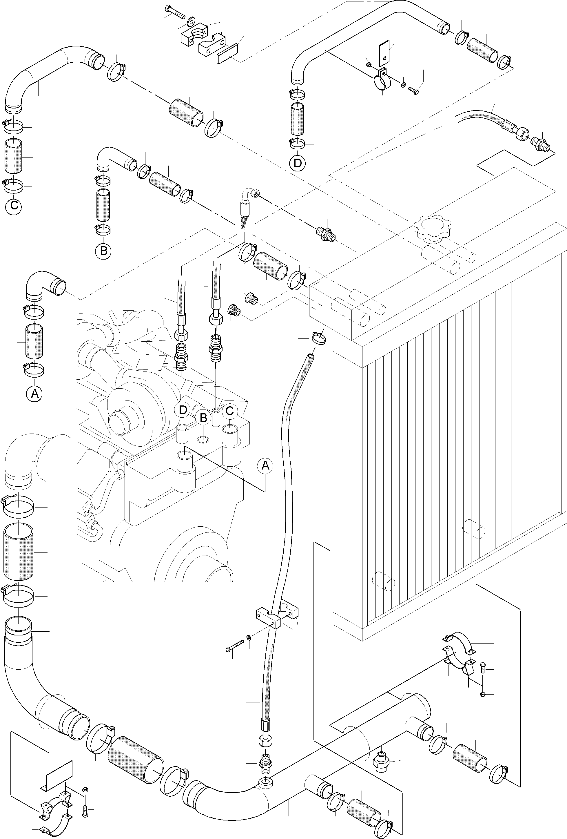 Komatsu parts book diagram for PC3000-6 S/N 06217: COOLANT LINES