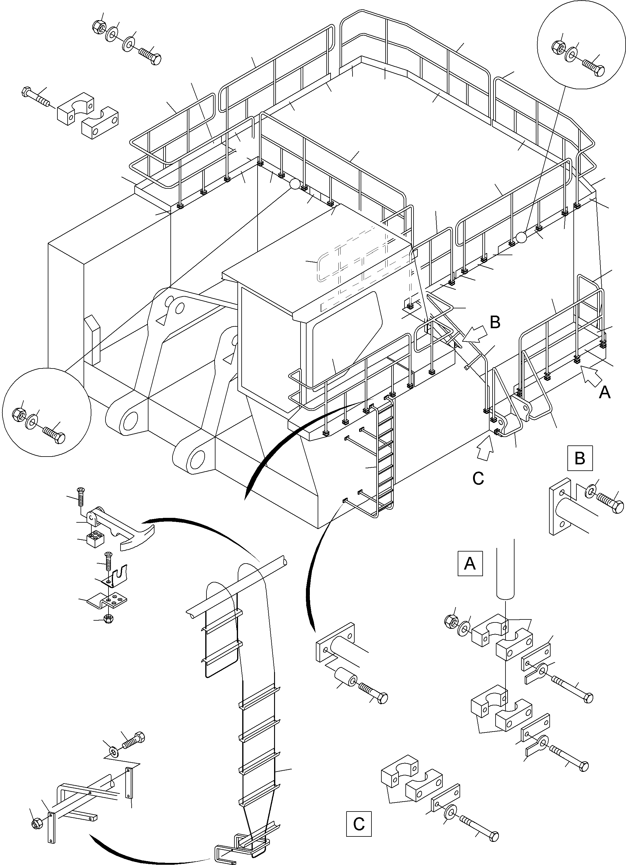 Komatsu parts book diagram for PC3000-6 S/N 06217: RAILS
