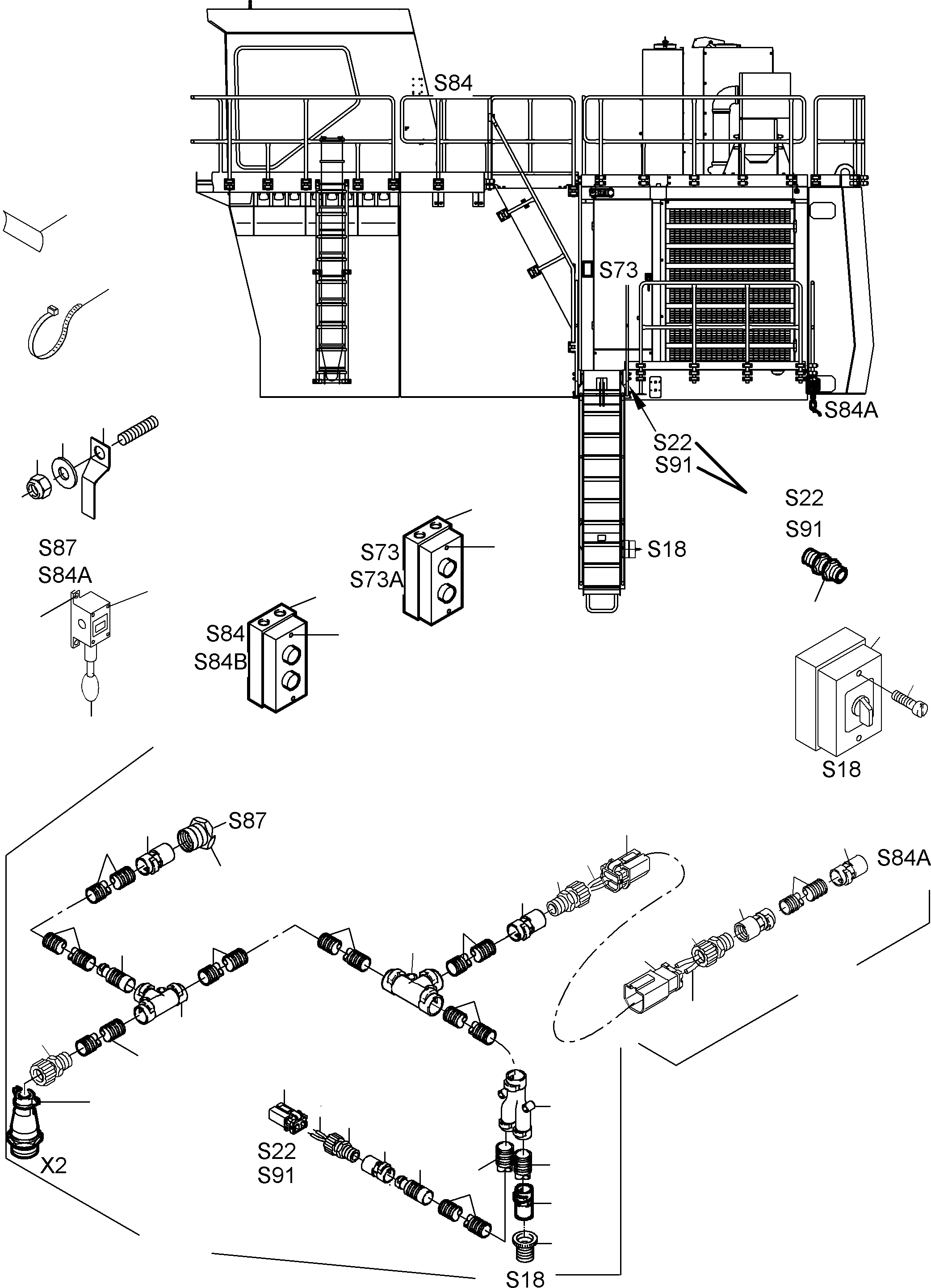 Komatsu parts book diagram for PC3000-6 S/N 06217: ELECTRIC PARTS - LADDER