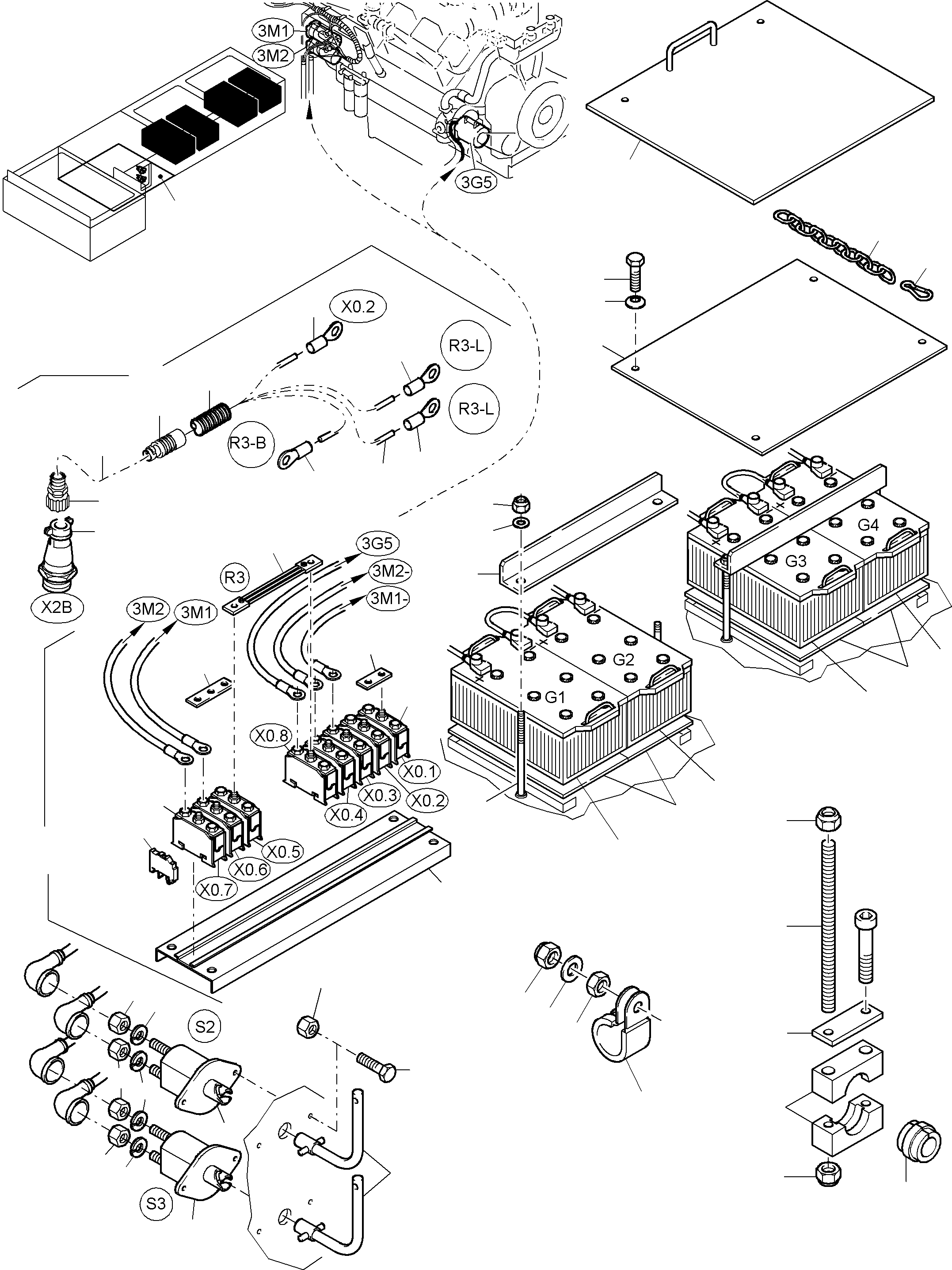 Komatsu parts book diagram for PC3000-6 S/N 06217: BATTERIES WITH CABLES