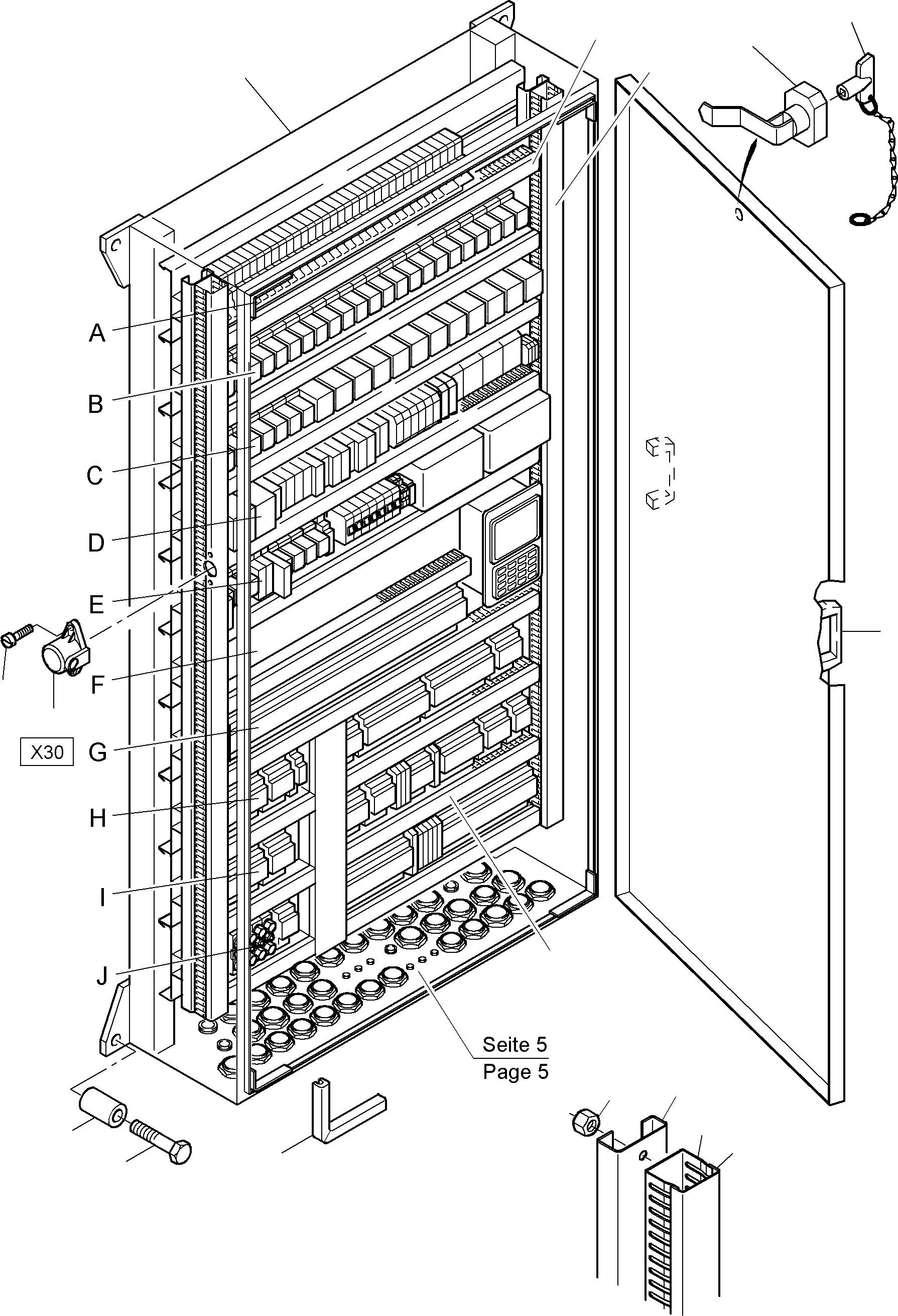 Komatsu parts book diagram for PC3000-6 S/N 06217: MAIN SWITCH BOX IN CAB SUPPORT