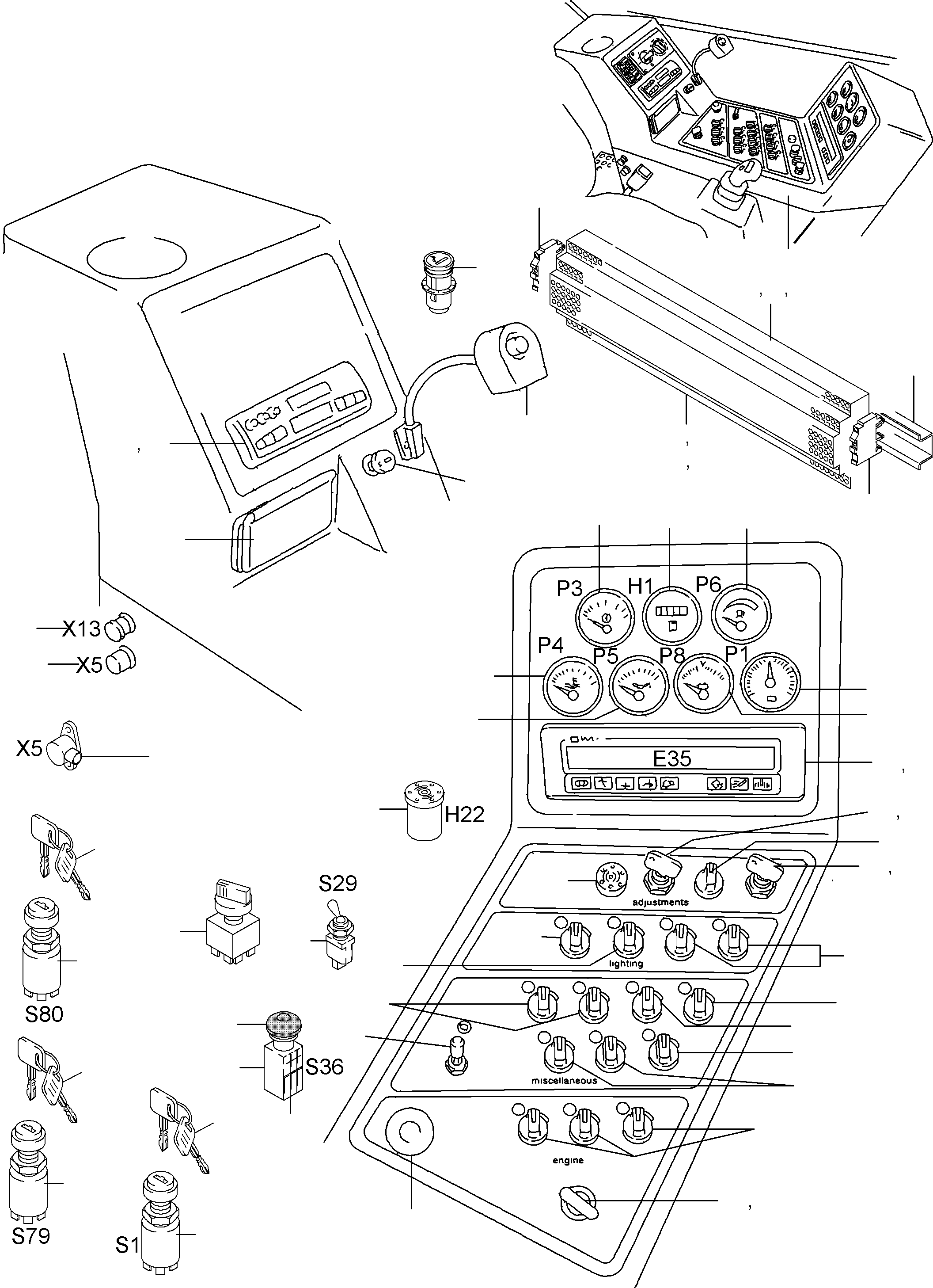 Excavators Mining Komatsu / PC3000-6 S/N 06218(g06218) / Operation Panel - ETM(485-1926a1 : 485-1926a1)