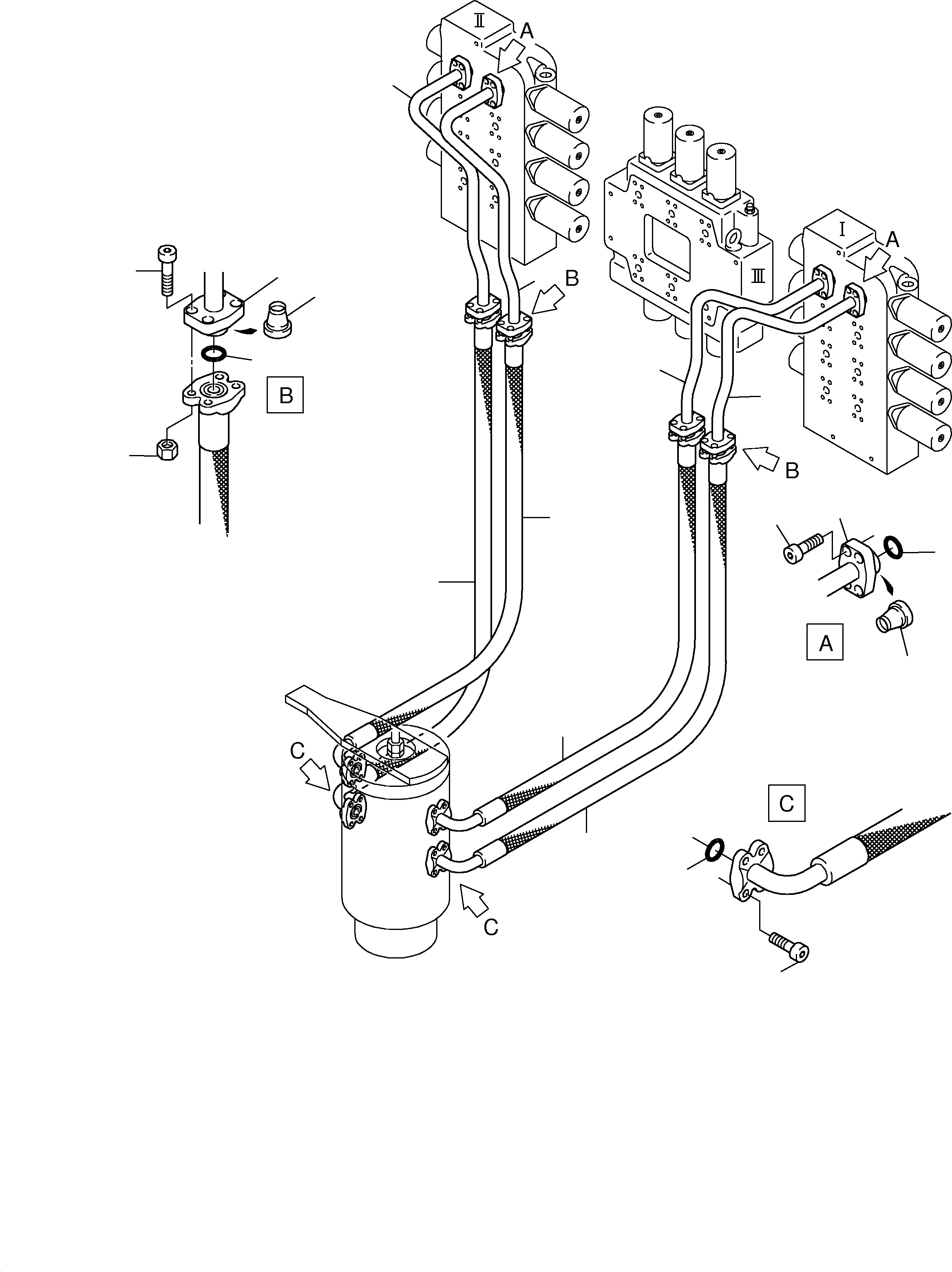 Excavators Mining Komatsu / PC3000-6 S/N 06224(g06224) / Pressure Lines (P) Control Blocks - Rotary Joint(485-1854a : 485-1854a)