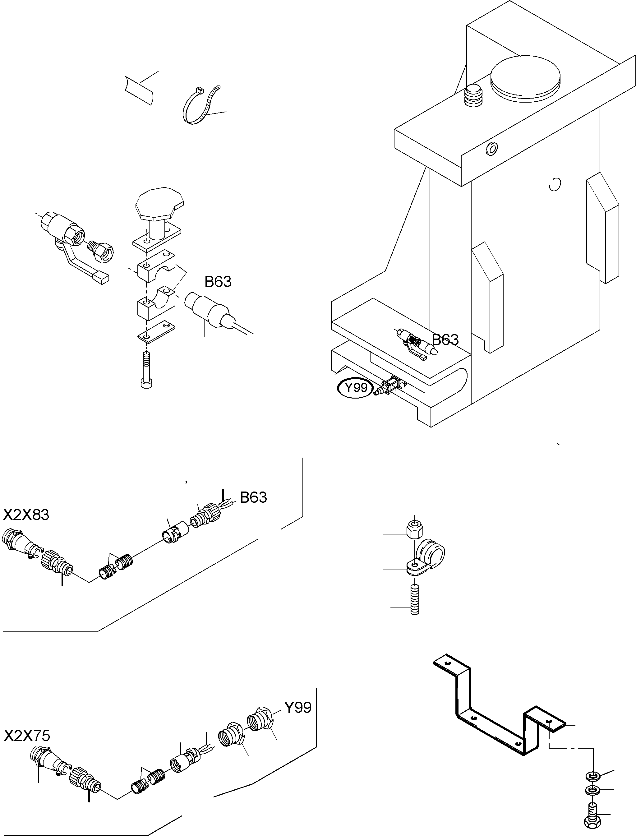 Komatsu parts book diagram for PC3000-6 S/N 06232: CABLES - TANK SENSOR - CHECK VALVE