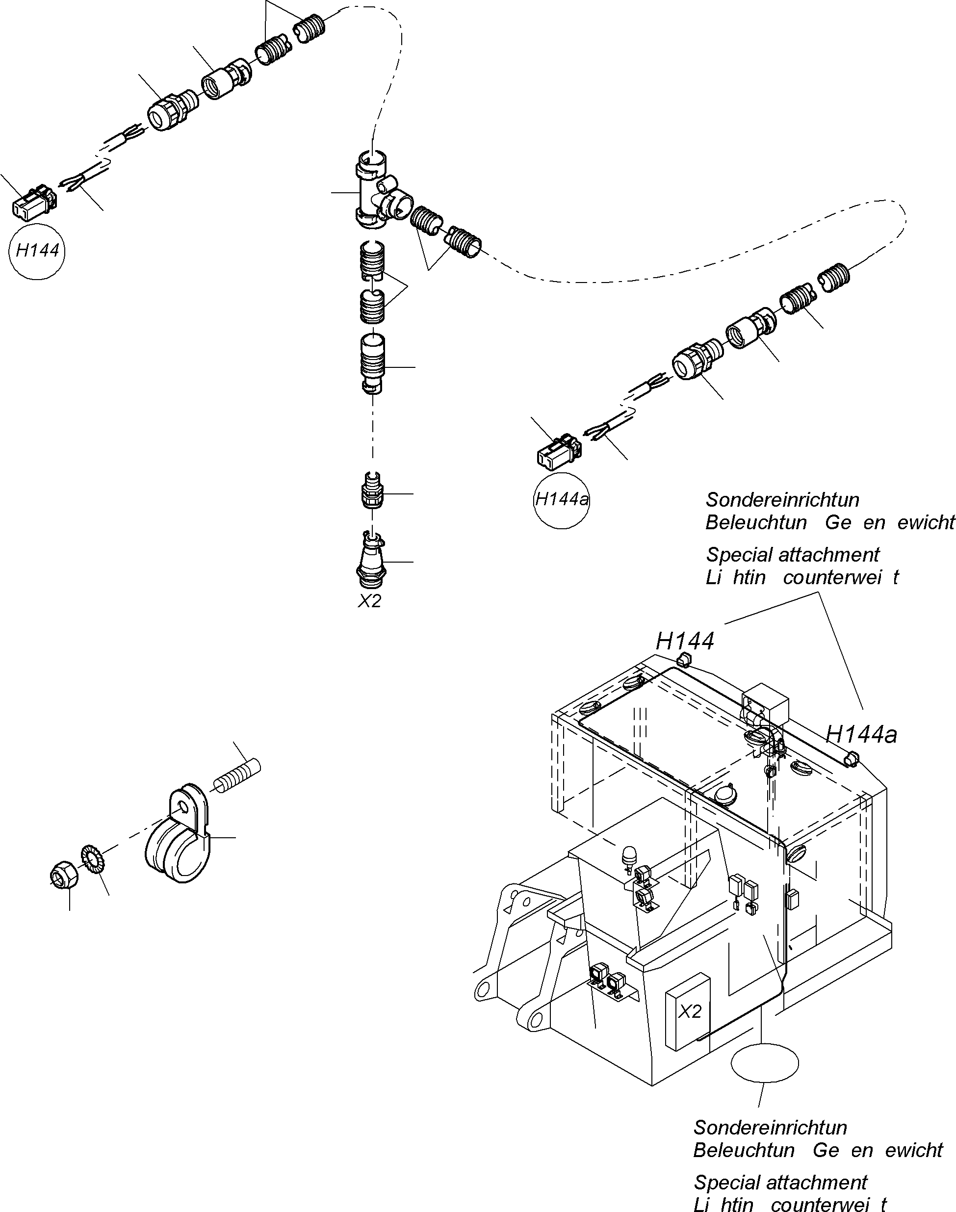 Komatsu parts book diagram for PC3000-6 S/N 06232: LIGHTING EQUIPMENT