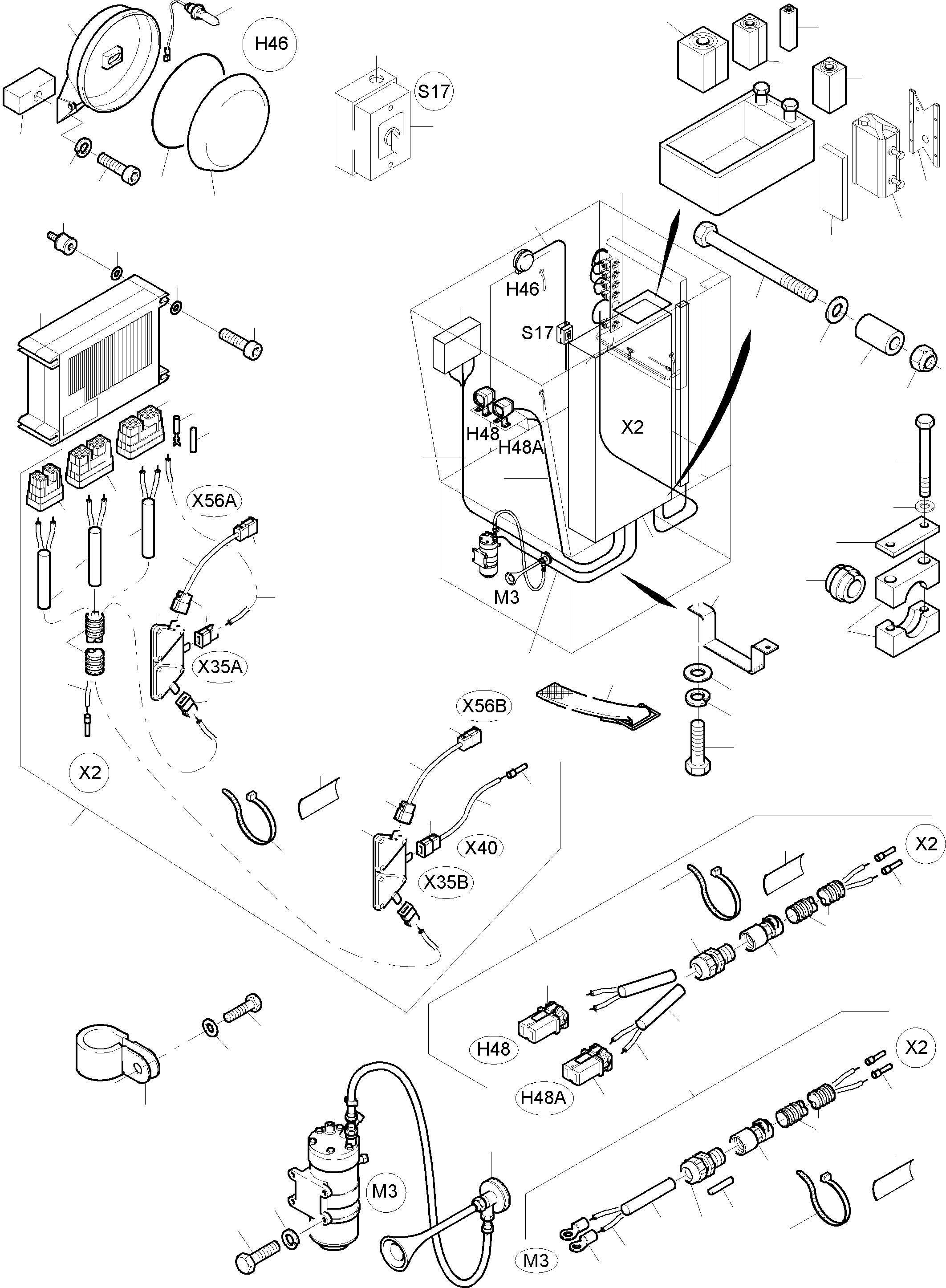 Komatsu parts book diagram for PC3000-6 S/N 06232: ELECTRIC - CAB SUPPORT
