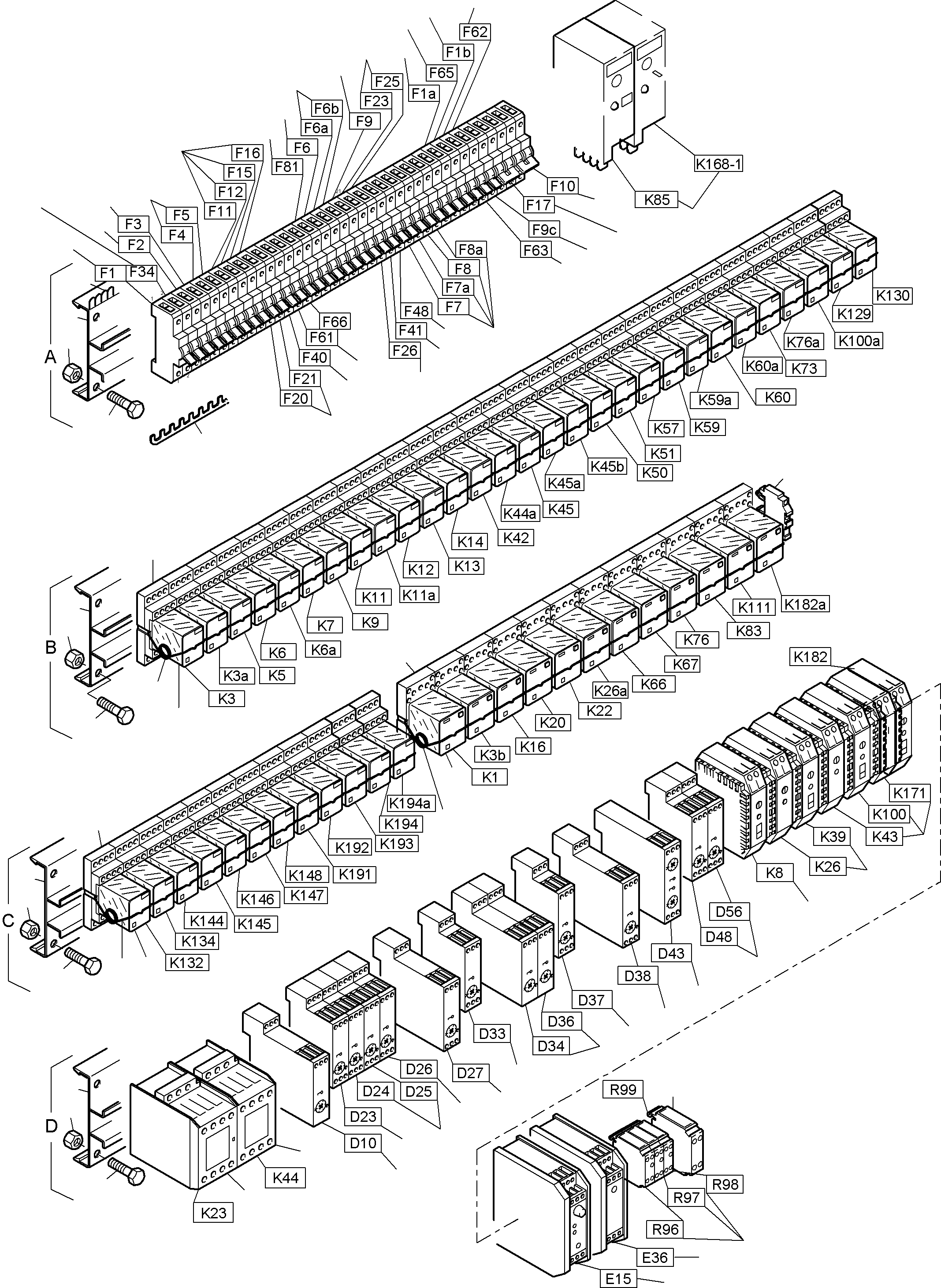 Excavators Mining Komatsu / PC3000-6 S/N 06248(g06248) / Main Switch Box X2 in Cab Support(485-2168a : 485-2168a)