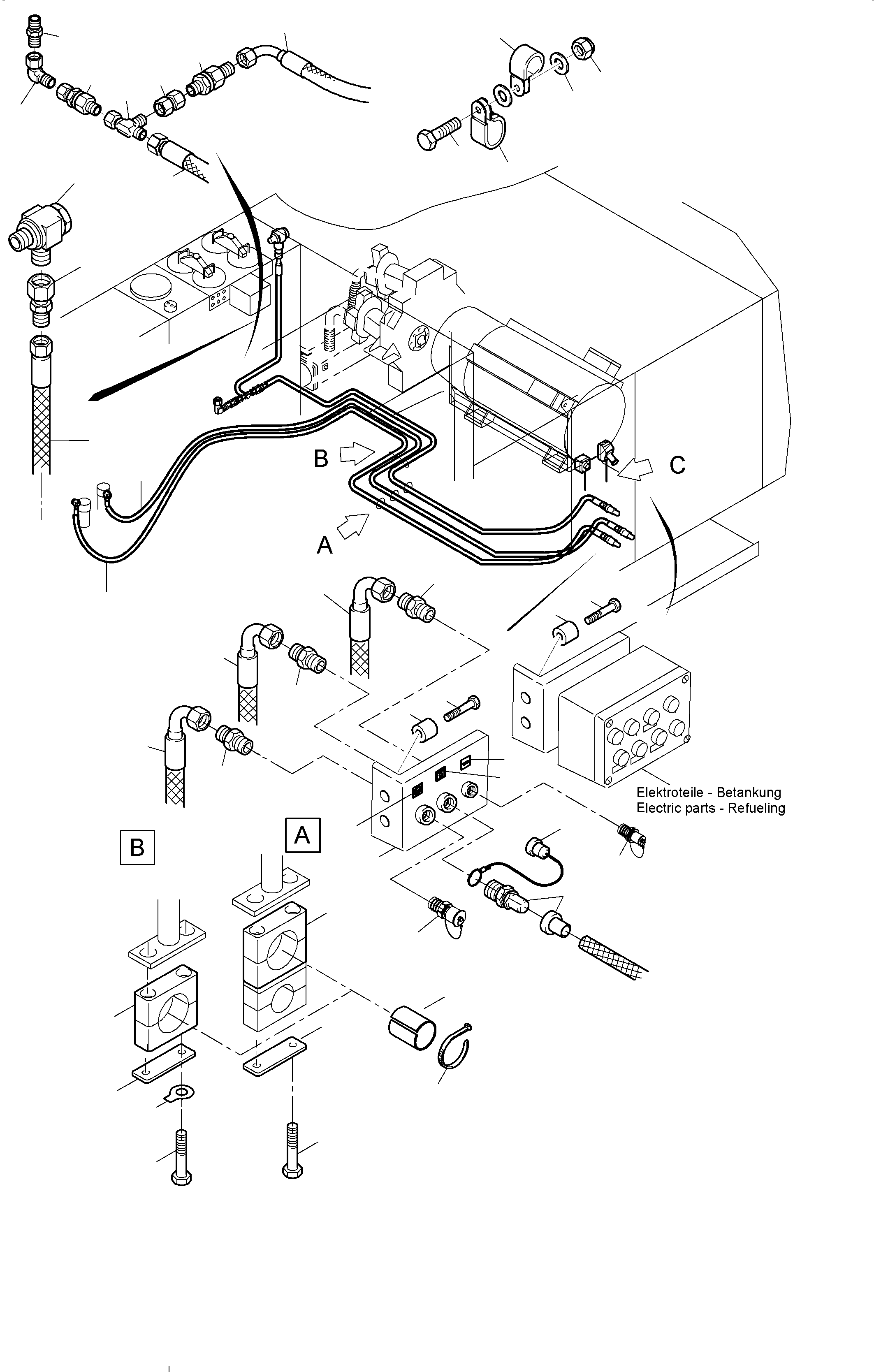 Komatsu parts book diagram for PC3000-6E S/N 06361: REFUELING SYSTEM