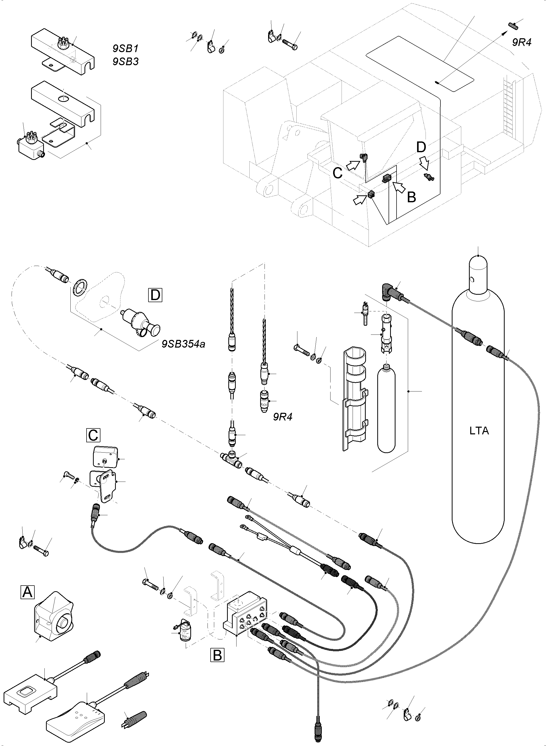Komatsu parts book diagram for PC3000-6E S/N 06361: ACTUATING SYSTEM, HANDOPERATED