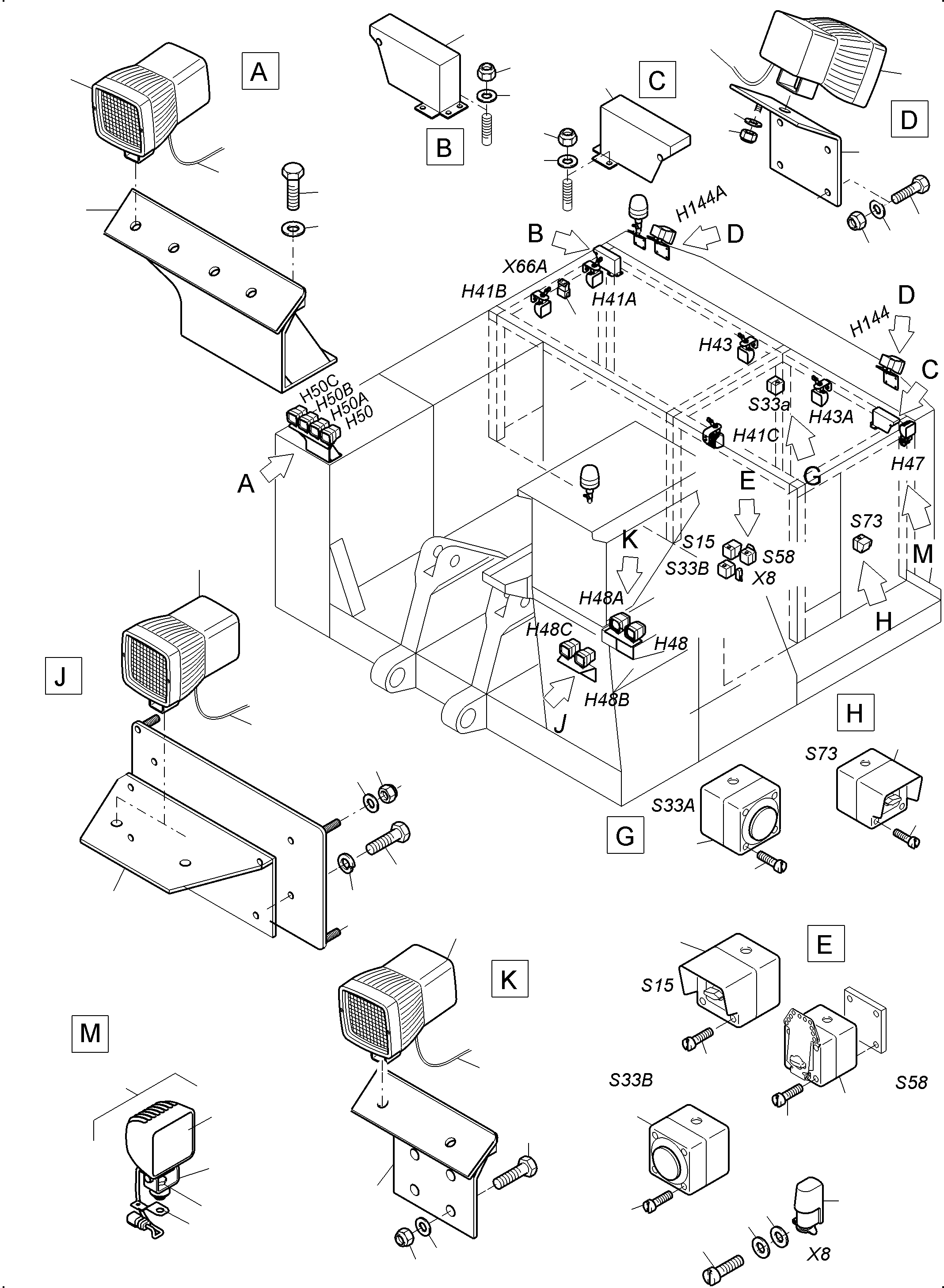 Komatsu parts book diagram for PC3000-6E S/N 06361: LIGHTING EQUIPMENT