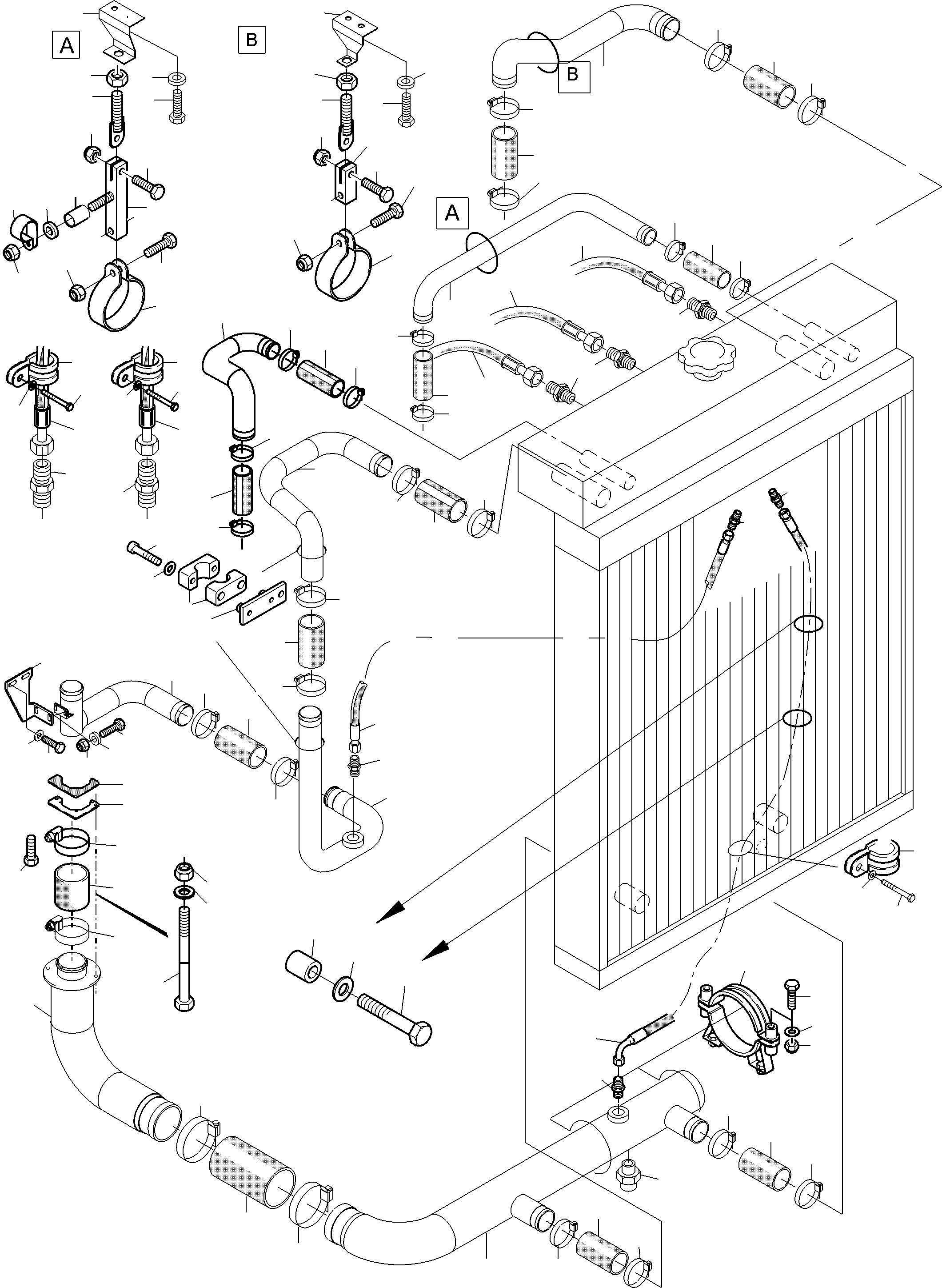 Komatsu parts book diagram for PC3000-6 S/N 06369: COOLANT LINES