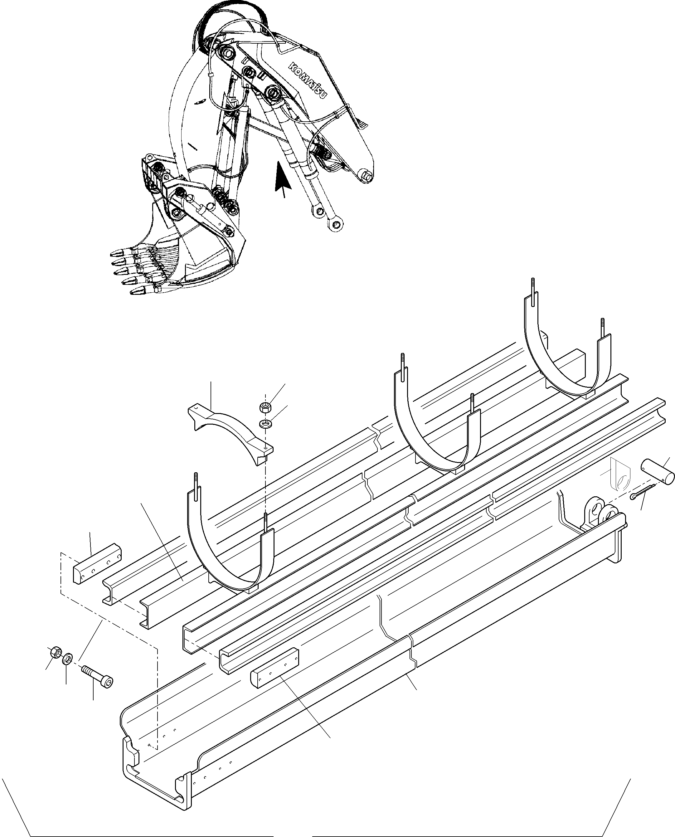 Komatsu parts book diagram for PC3000-6 S/N 06369: ROD PROTECTION  BOOM CYLINDER