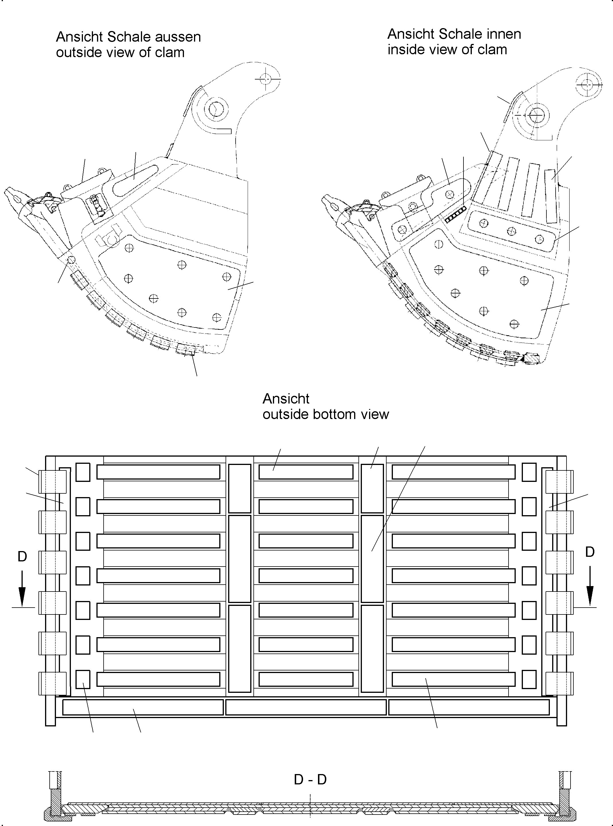 Komatsu parts book diagram for PC3000-6 S/N 06369: WEAR PACKAGE CLAM AND BACK PANEL HD 16M3