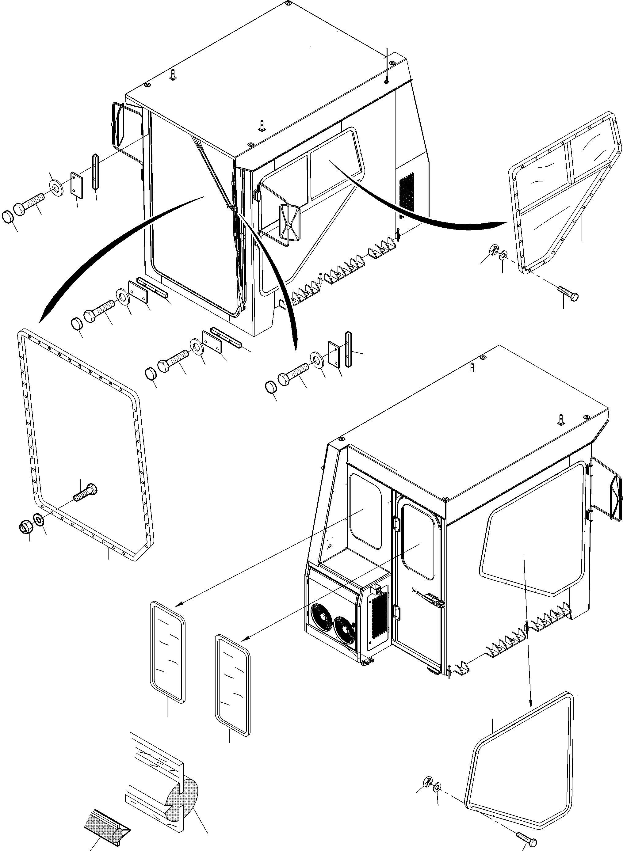 Komatsu parts book diagram for PC3000-6 S/N 06375: OPERATOR'S CAB - GLAZING 'ROCK PROTECTION'