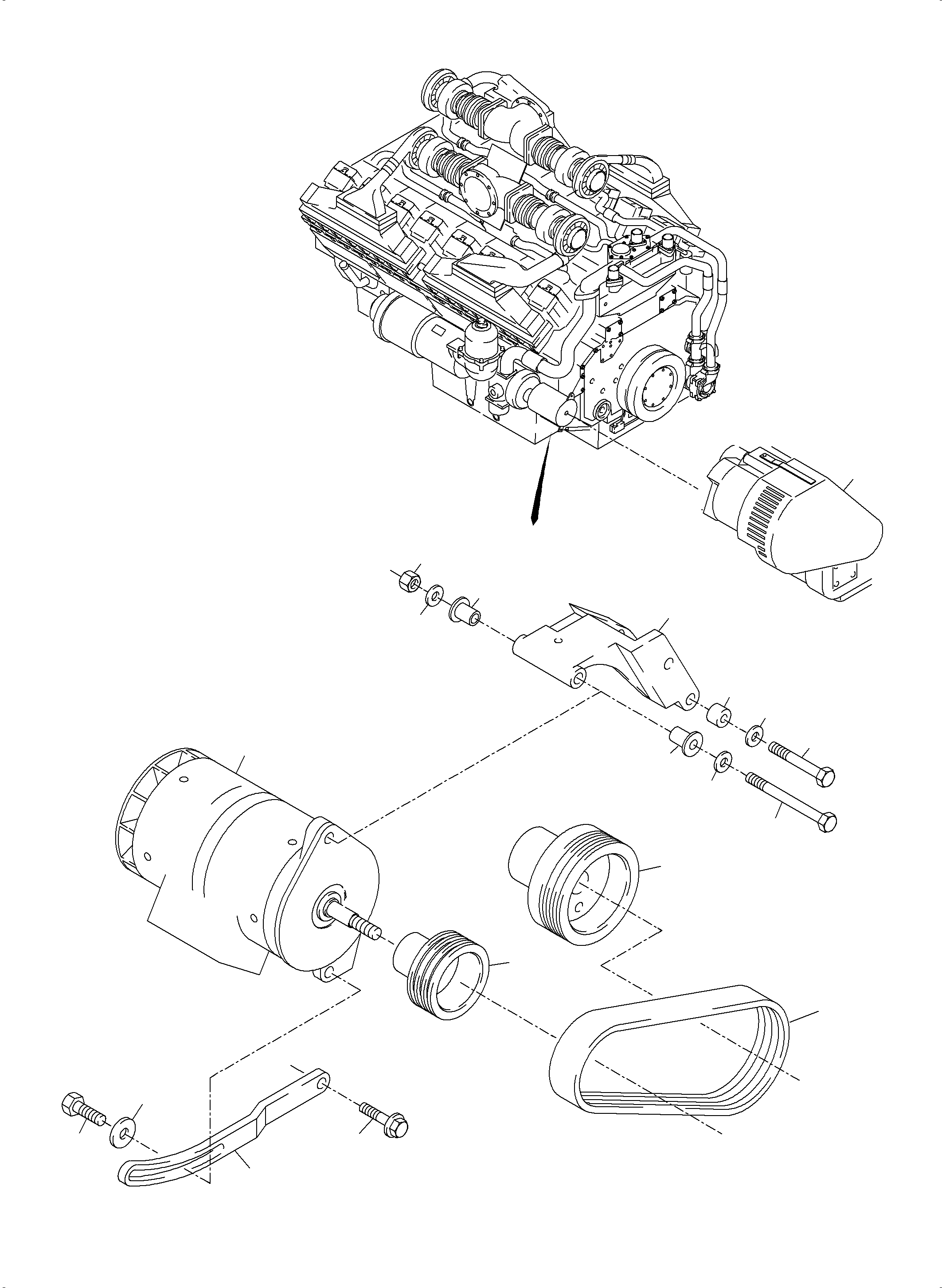 Komatsu parts book diagram for PC3000-6 S/N 06375: ALTERNATOR ARRANGEMENT