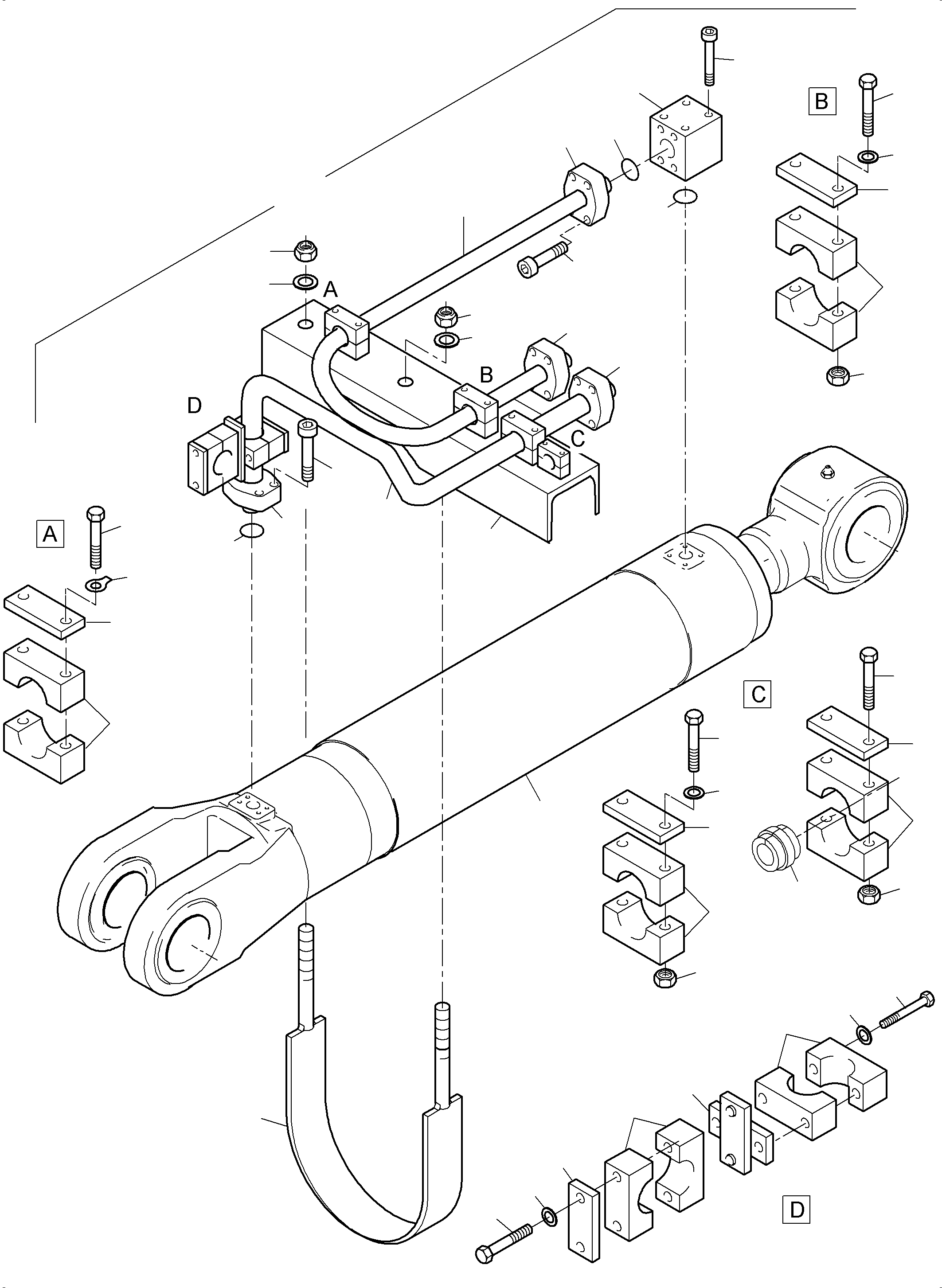Komatsu parts book diagram for PC3000-6 S/N 06375: PIPING - BACKHOE CYLINDER R.H.