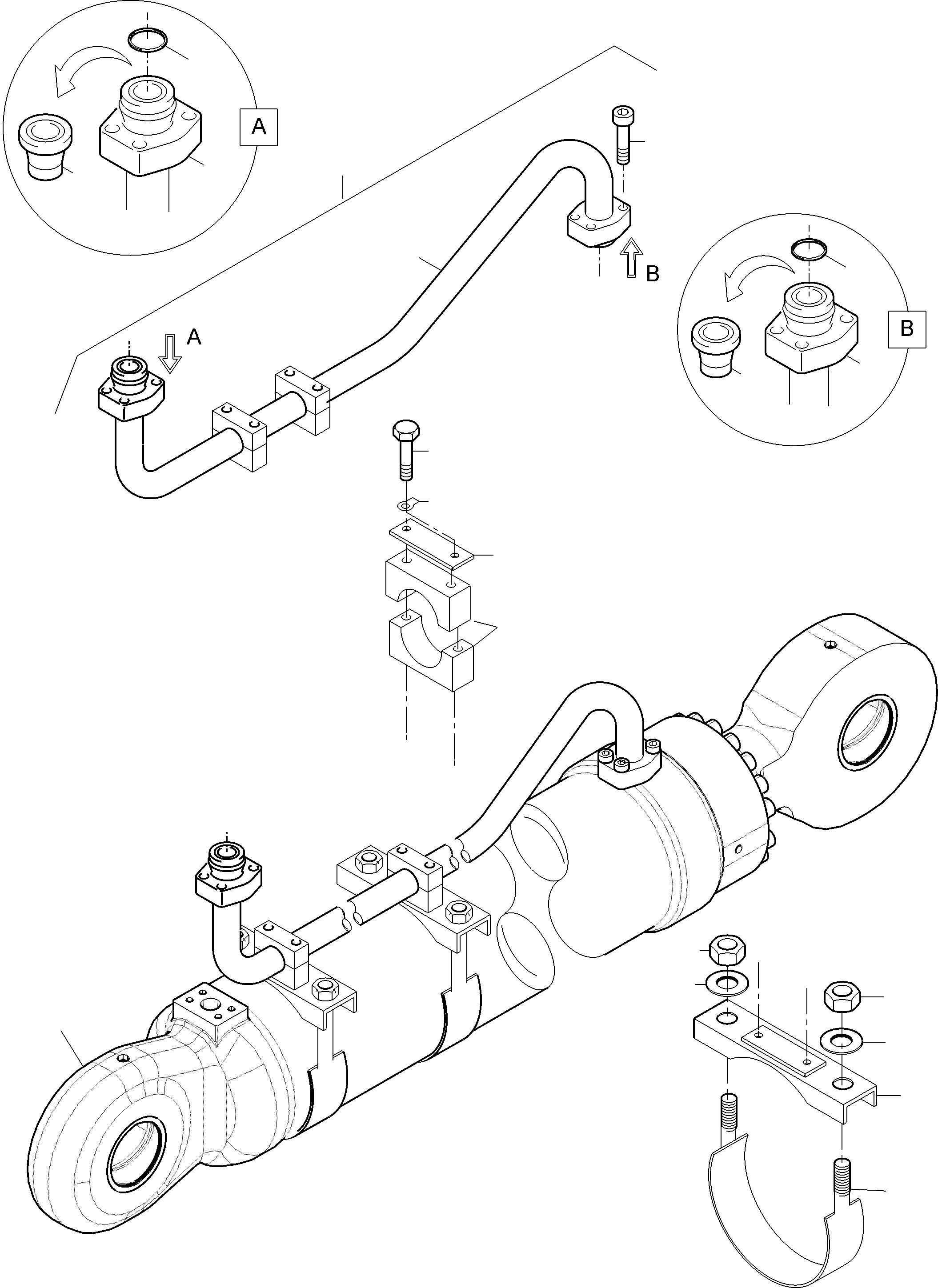 Komatsu parts book diagram for PC3000-6 S/N 06375: PIPING - BOOM CYLINDER