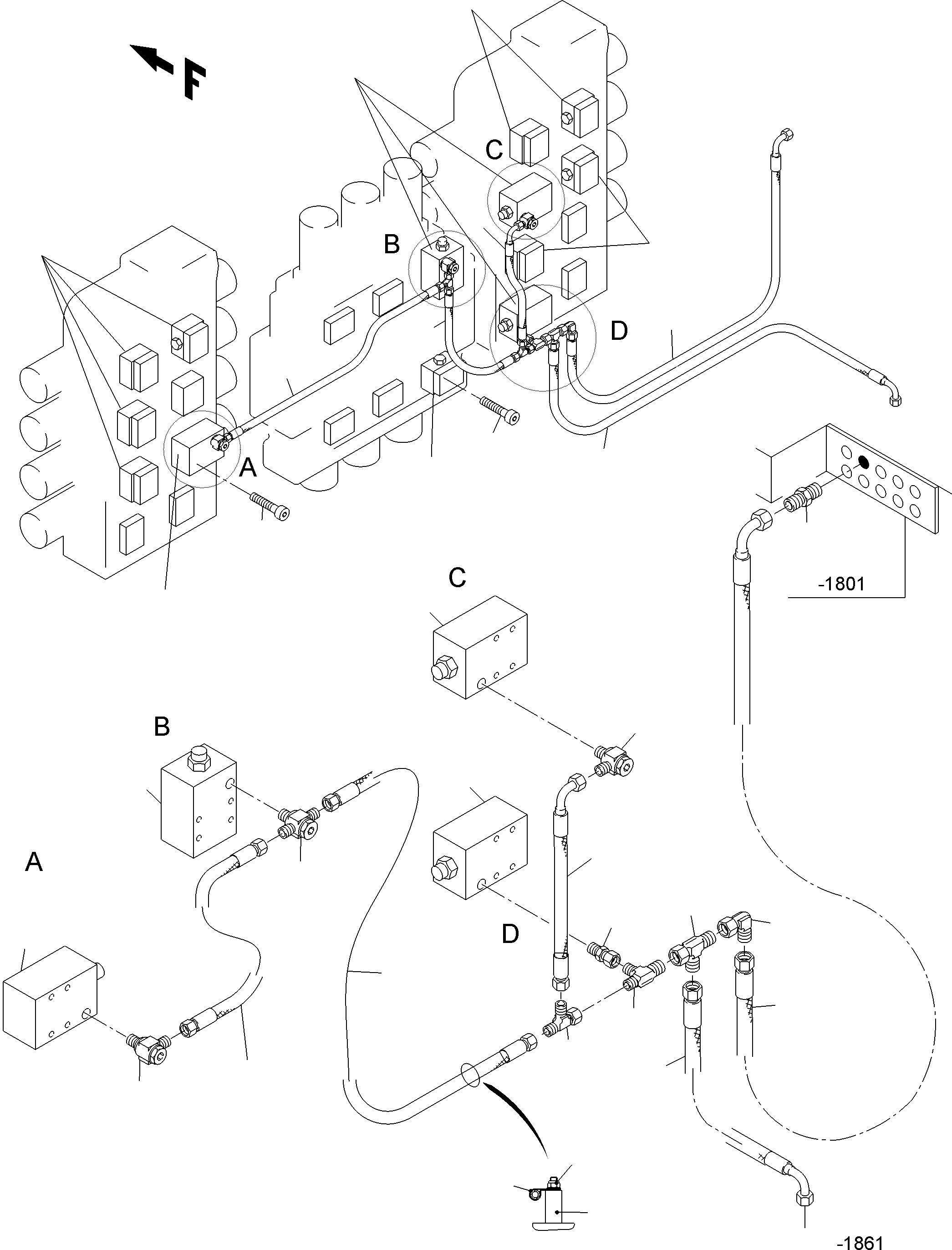 Komatsu parts book diagram for PC3000-6 S/N 06375: VALVES ON CONTROL BLOCKS (BE)