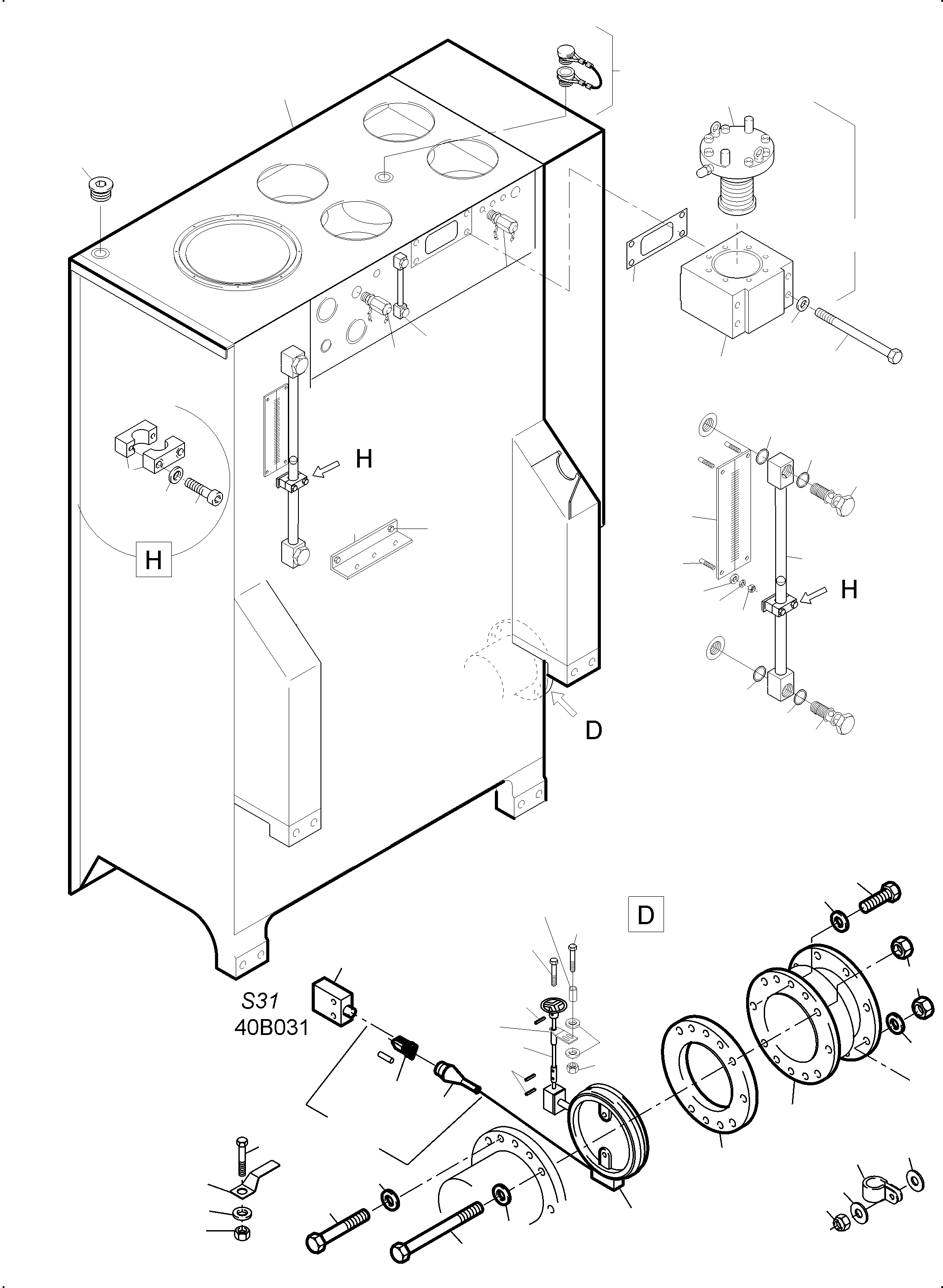 Komatsu parts book diagram for PC3000-6 S/N 06375: MAIN OIL TANK
