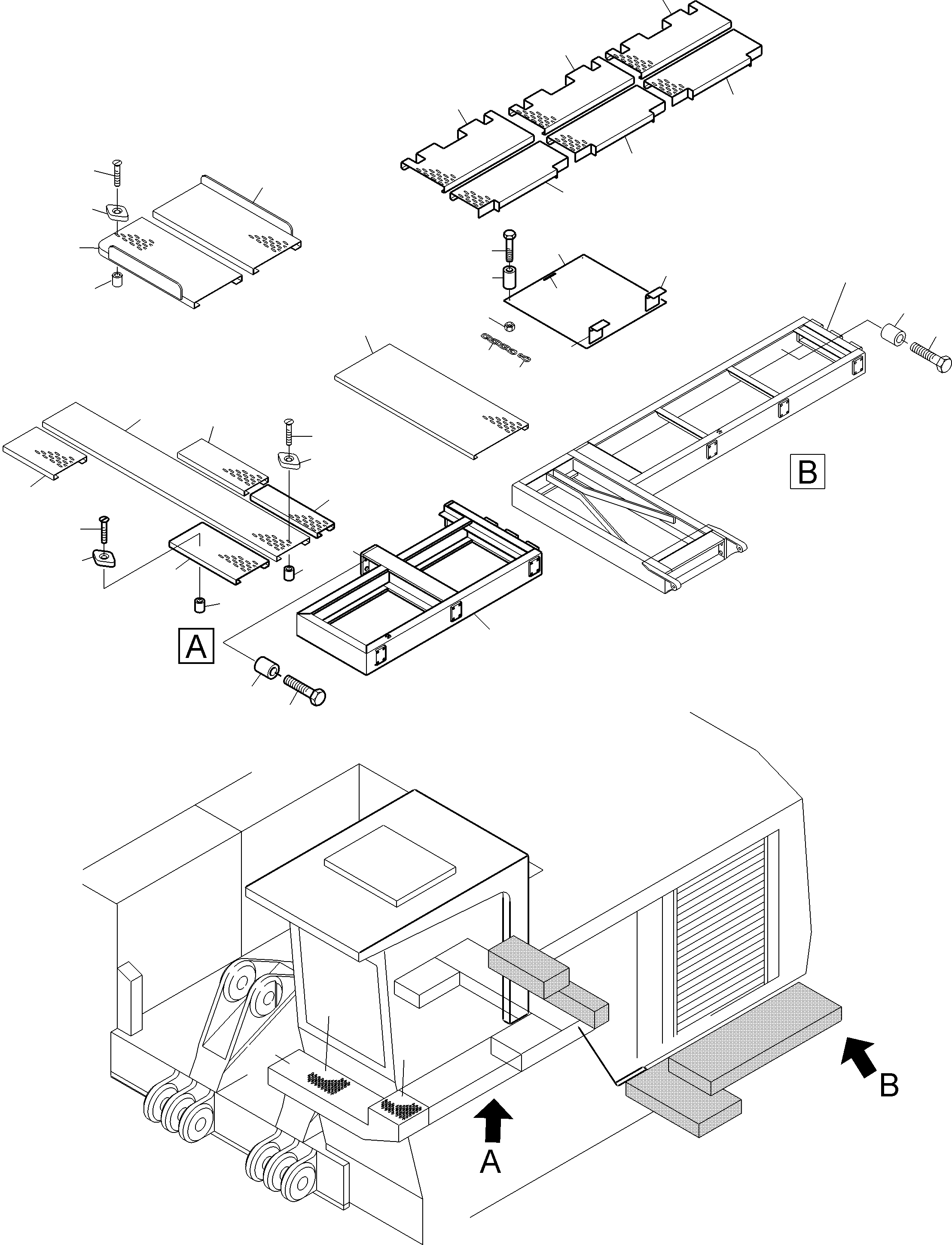 Komatsu parts book diagram for PC3000-6 S/N 06375: PLATFORM (WITH CATWALK FUEL TANK)