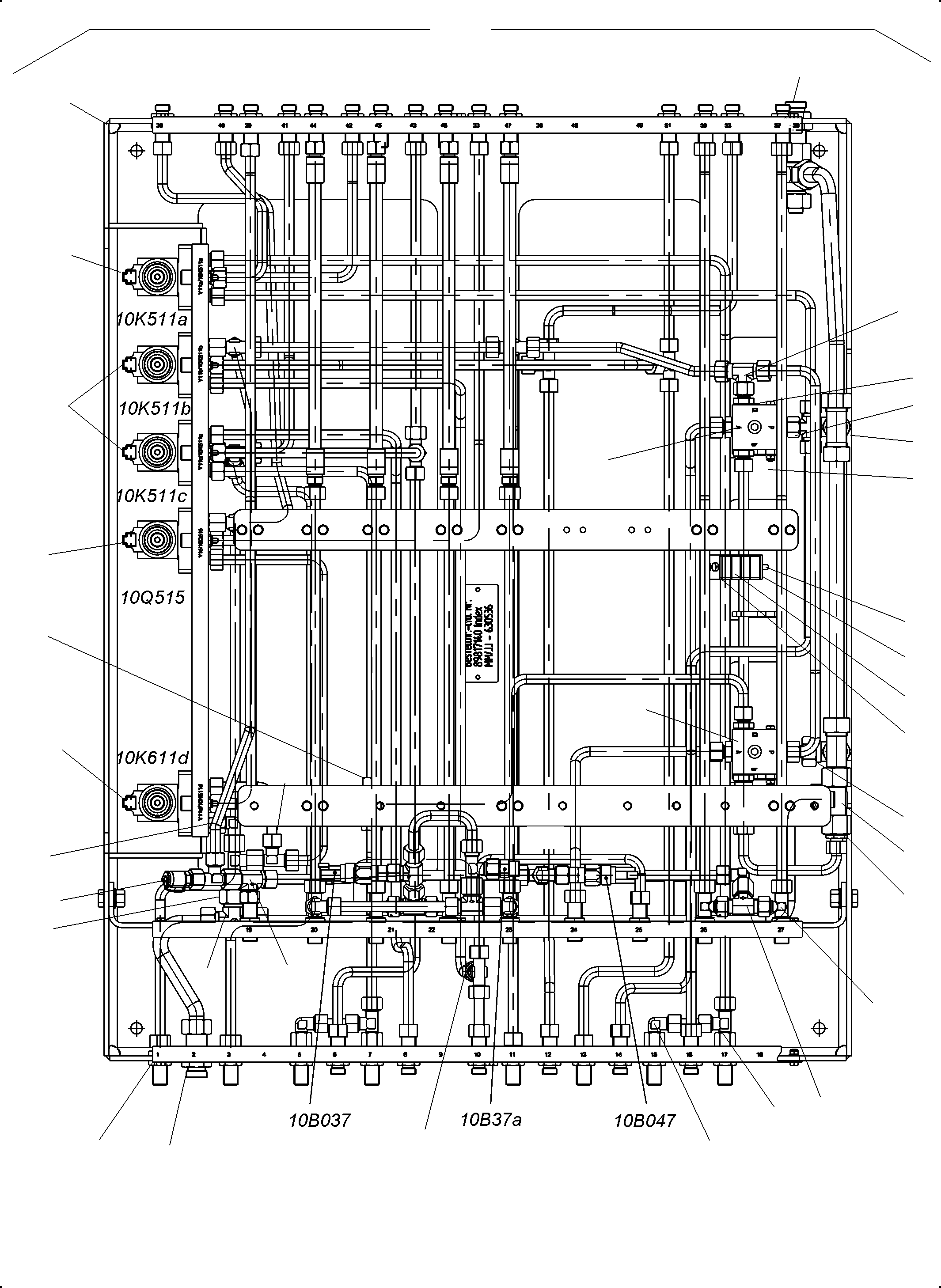 Komatsu parts book diagram for PC3000-6 S/N 06375: PIPES - PILOT CONTROL PLATE (BE)
