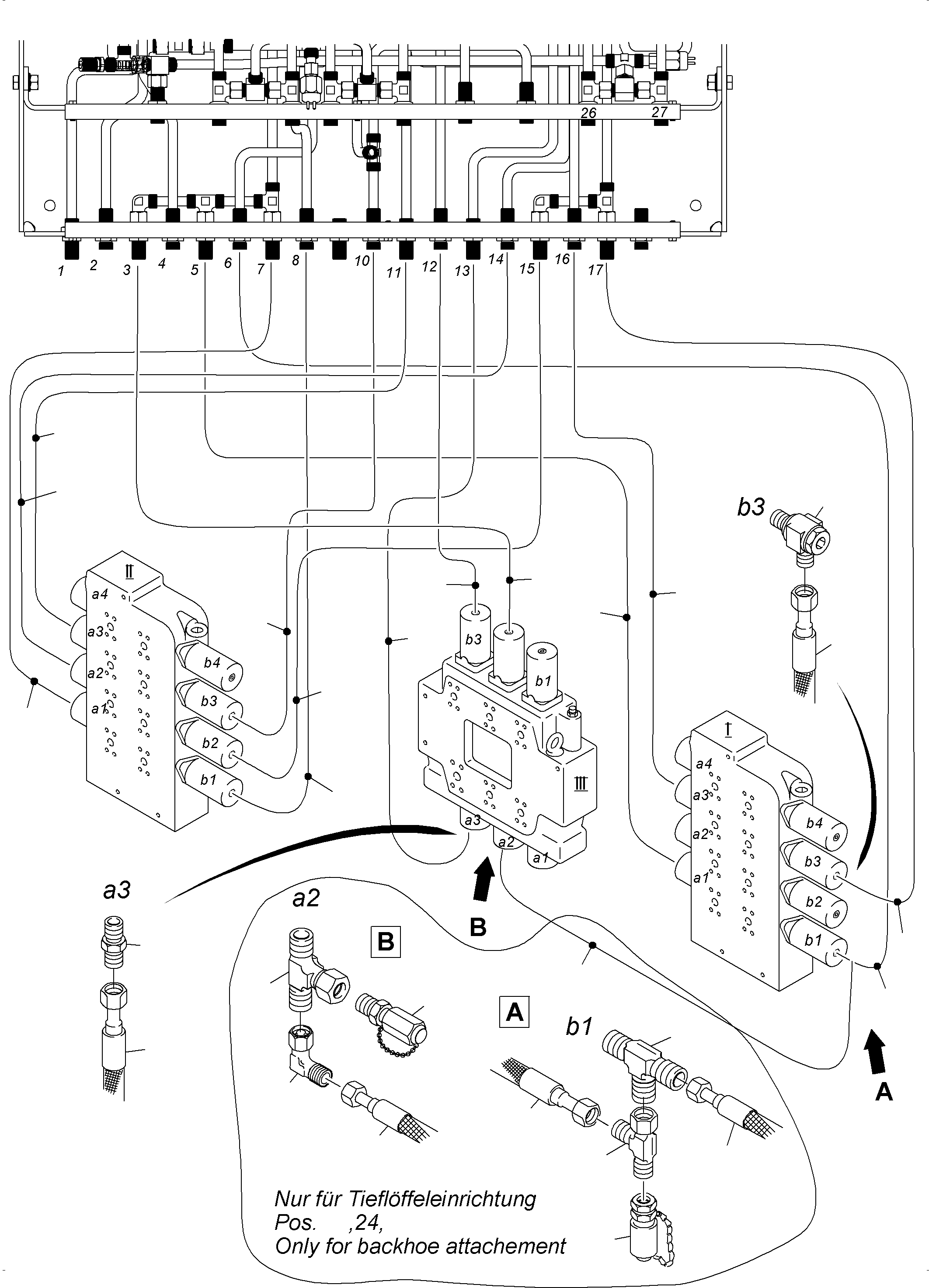 Komatsu parts book diagram for PC3000-6 S/N 06377: CONTROL LINES CONTROL BLOCKS - PILOT CONTROL PLATE