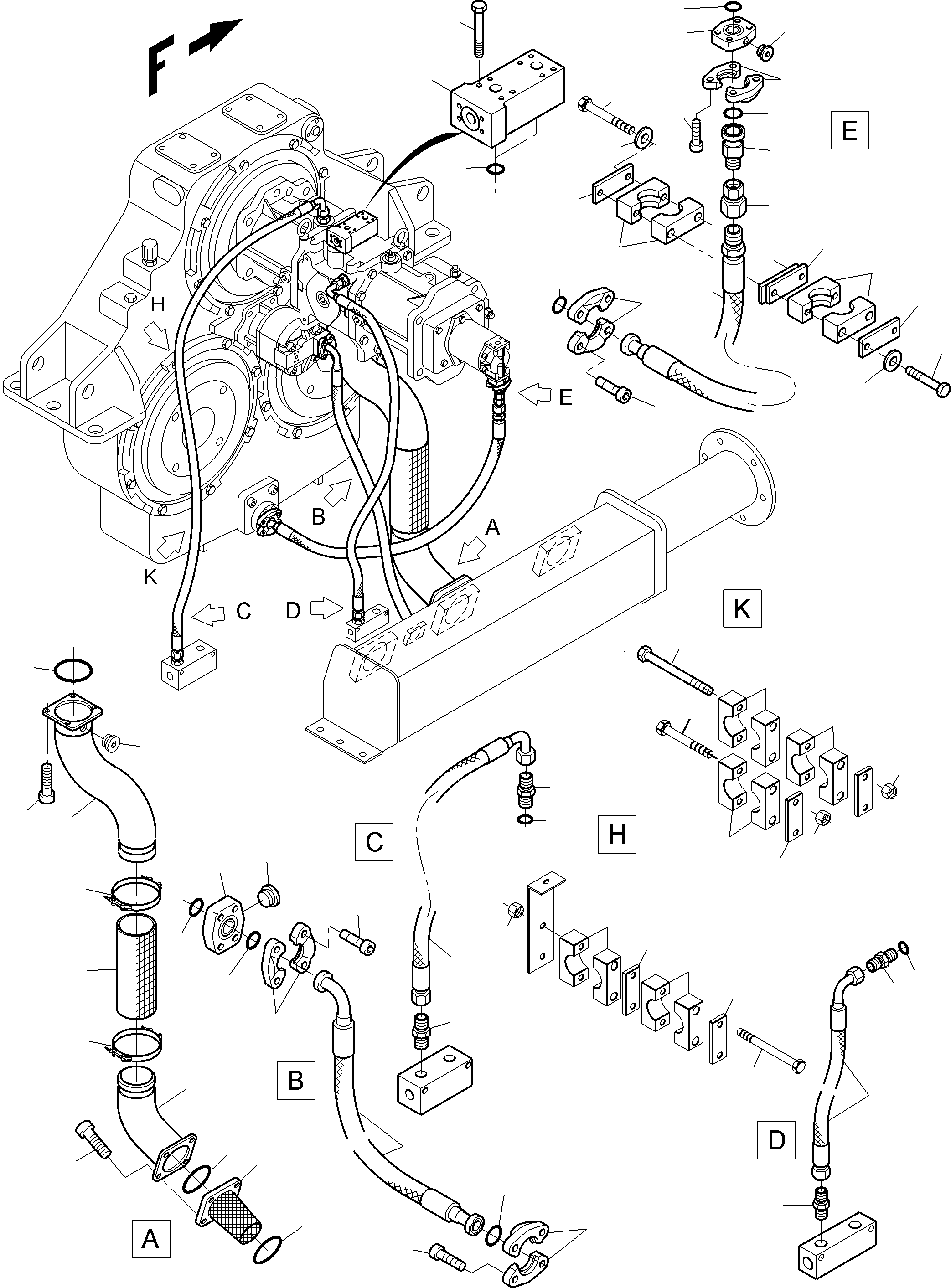 Komatsu parts book diagram for PC3000-6 S/N 06377: SUCTION LINES