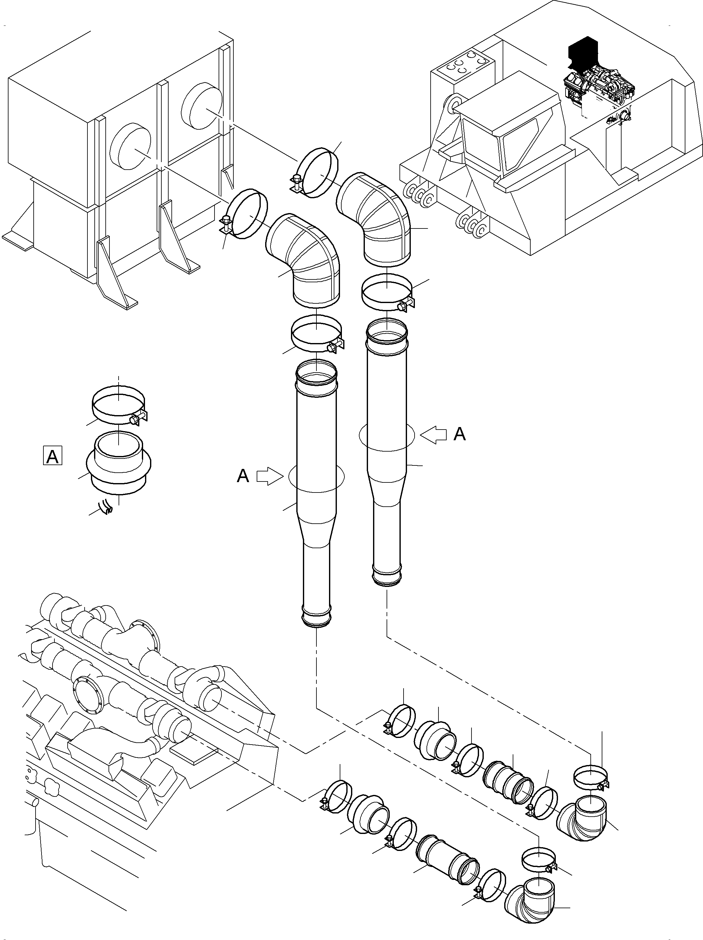 Komatsu parts book diagram for PC3000-6 S/N 06377: ENGINE AIR INTAKE LINES
