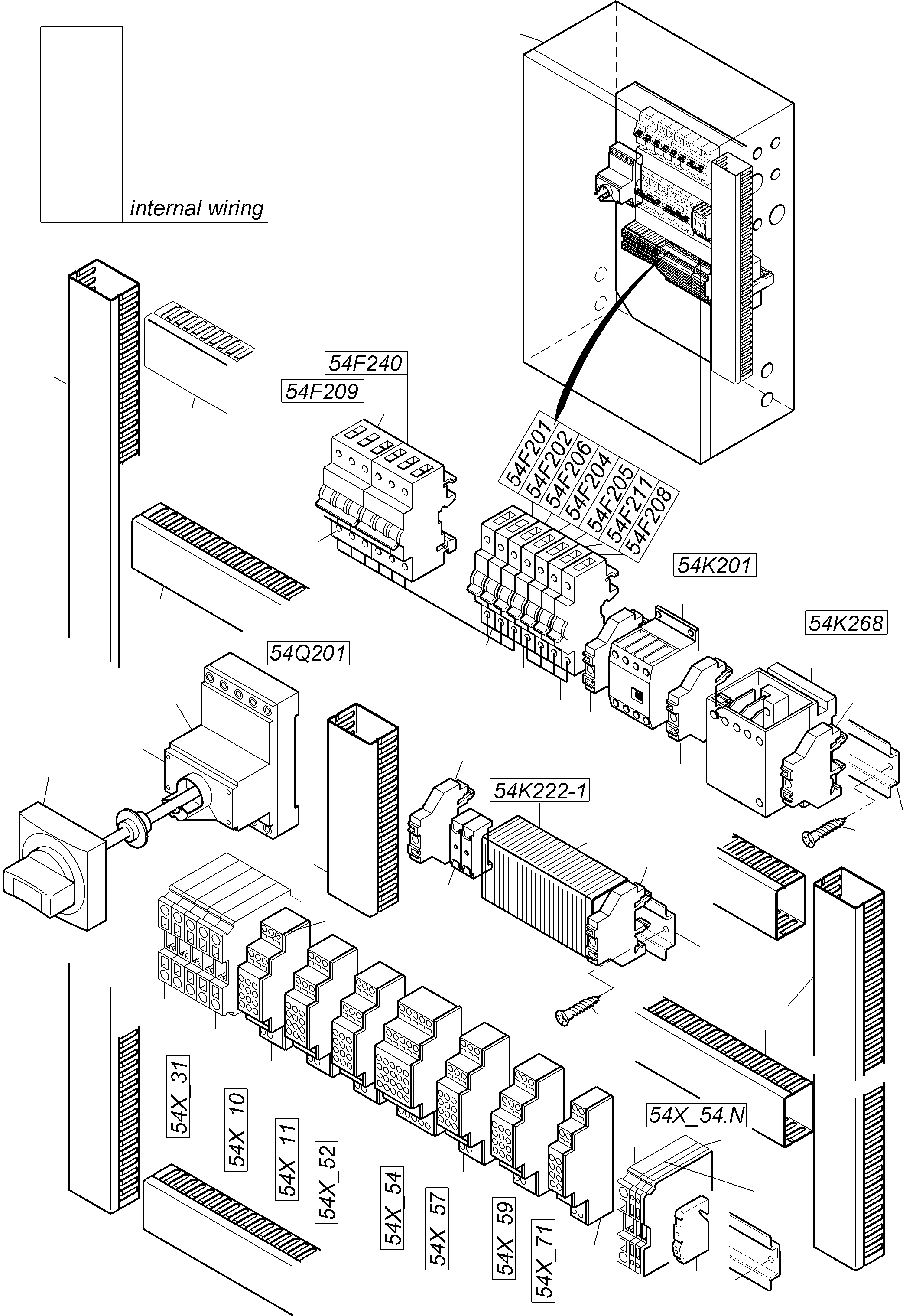 Komatsu parts book diagram for PC3000-6 S/N 06377: SWITCH BOX LOCATION 54