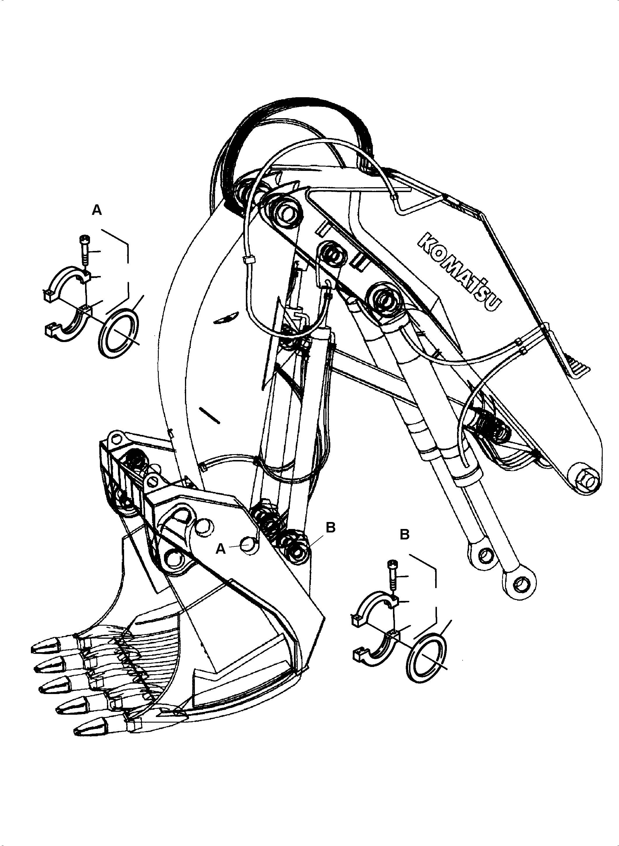 Komatsu parts book diagram for PC3000-6 S/N 06381: PIN SEALING BULLCLAM BUCKET