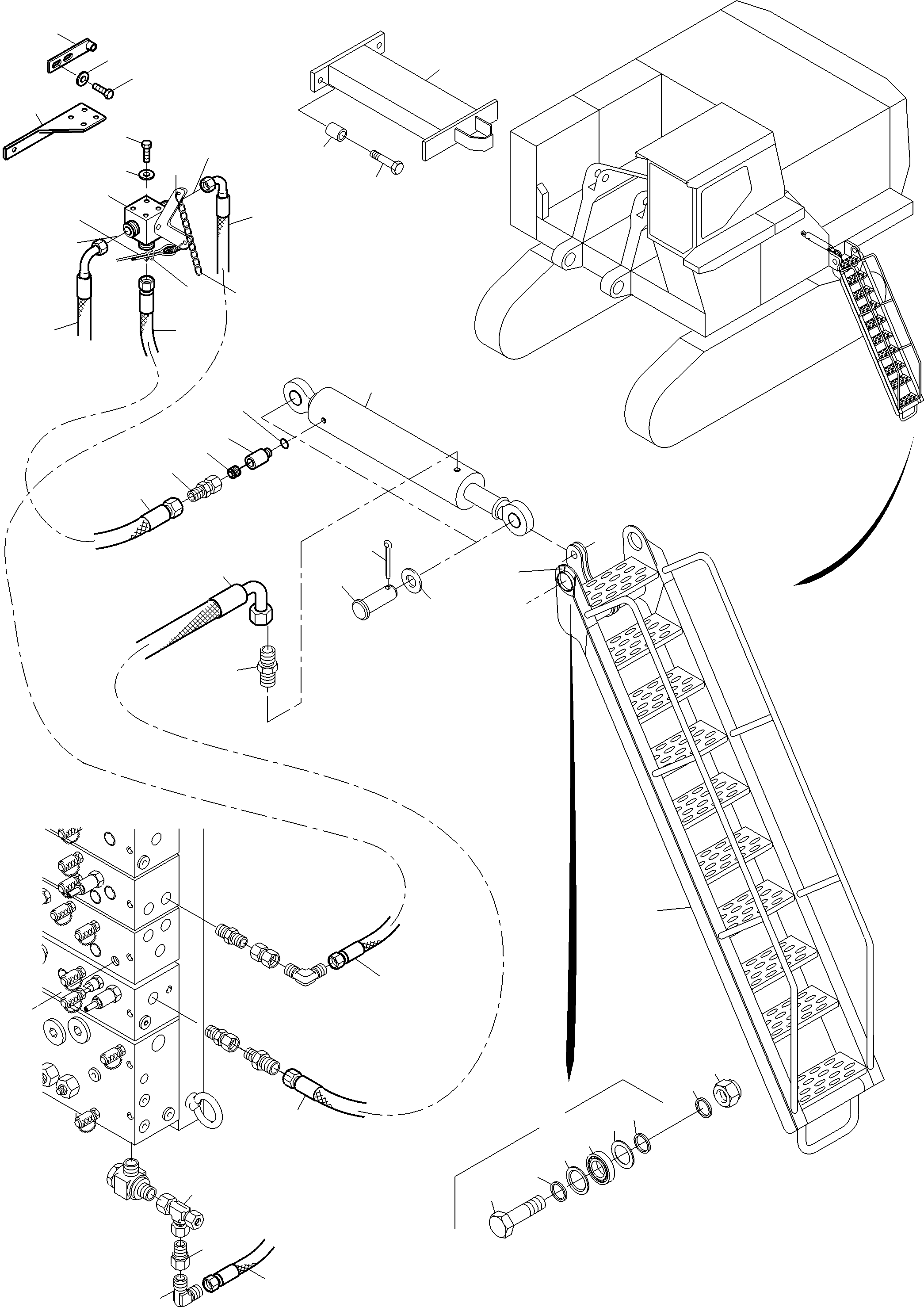 Komatsu parts book diagram for PC3000-6 S/N 06381: LADDER, HYDRAULIC