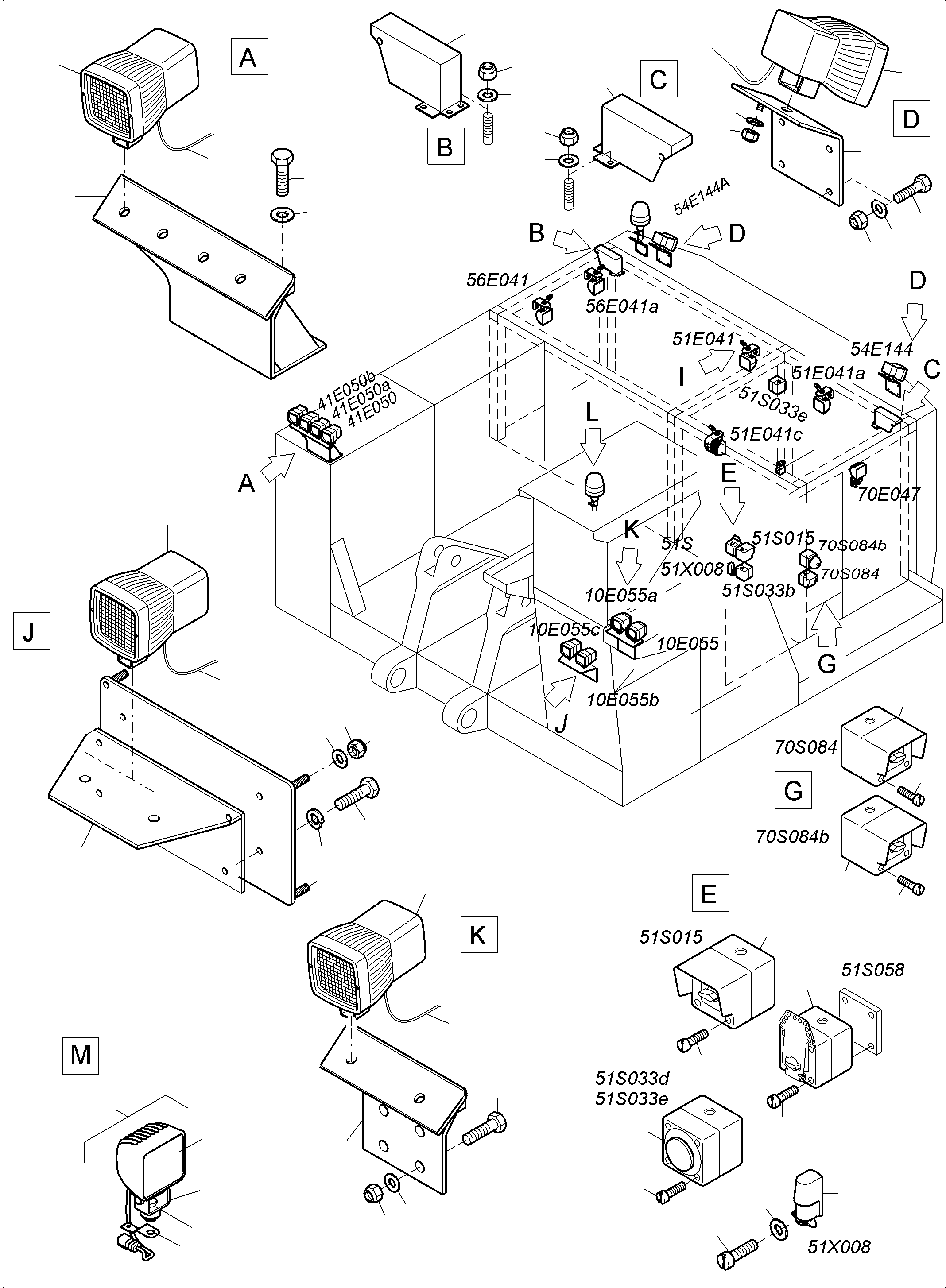 Komatsu parts book diagram for PC3000-6 S/N 06381: LIGHTING EQUIPMENT