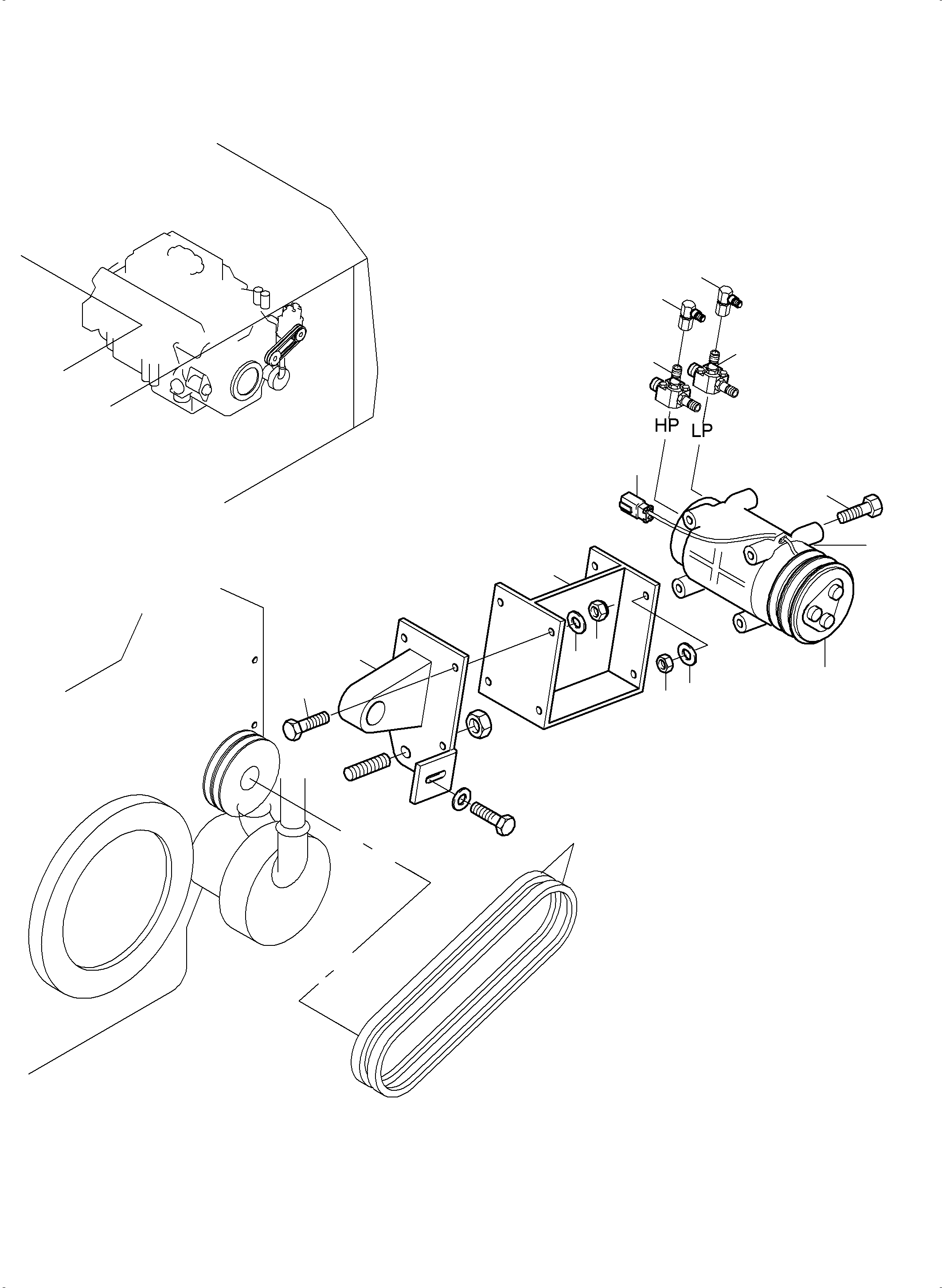 Komatsu parts book diagram for PC3000-6 S/N 06382: AIR CONDITIONING COMPRESSOR DRIVE