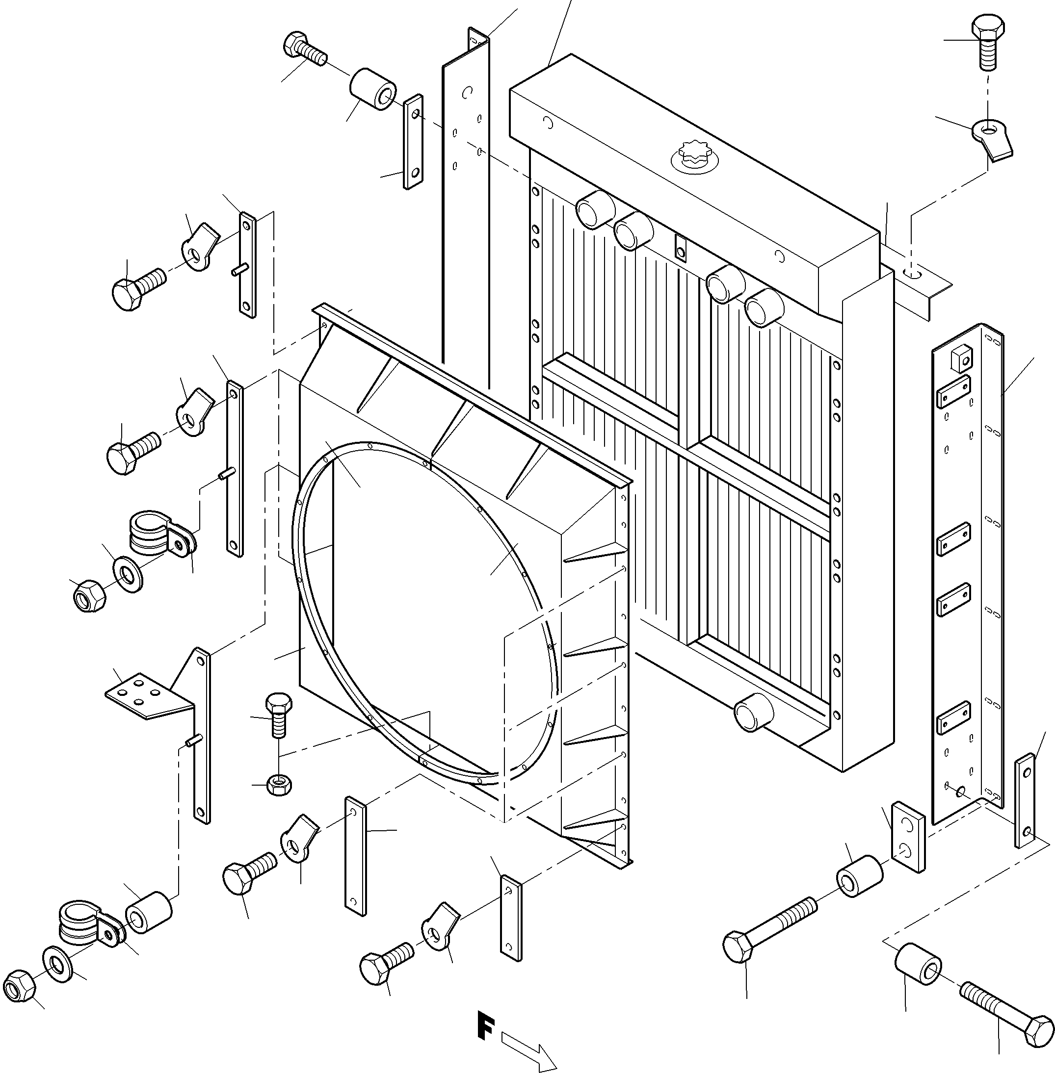 Komatsu parts book diagram for PC3000-6 S/N 06382: RADIATOR ARRANGEMENT