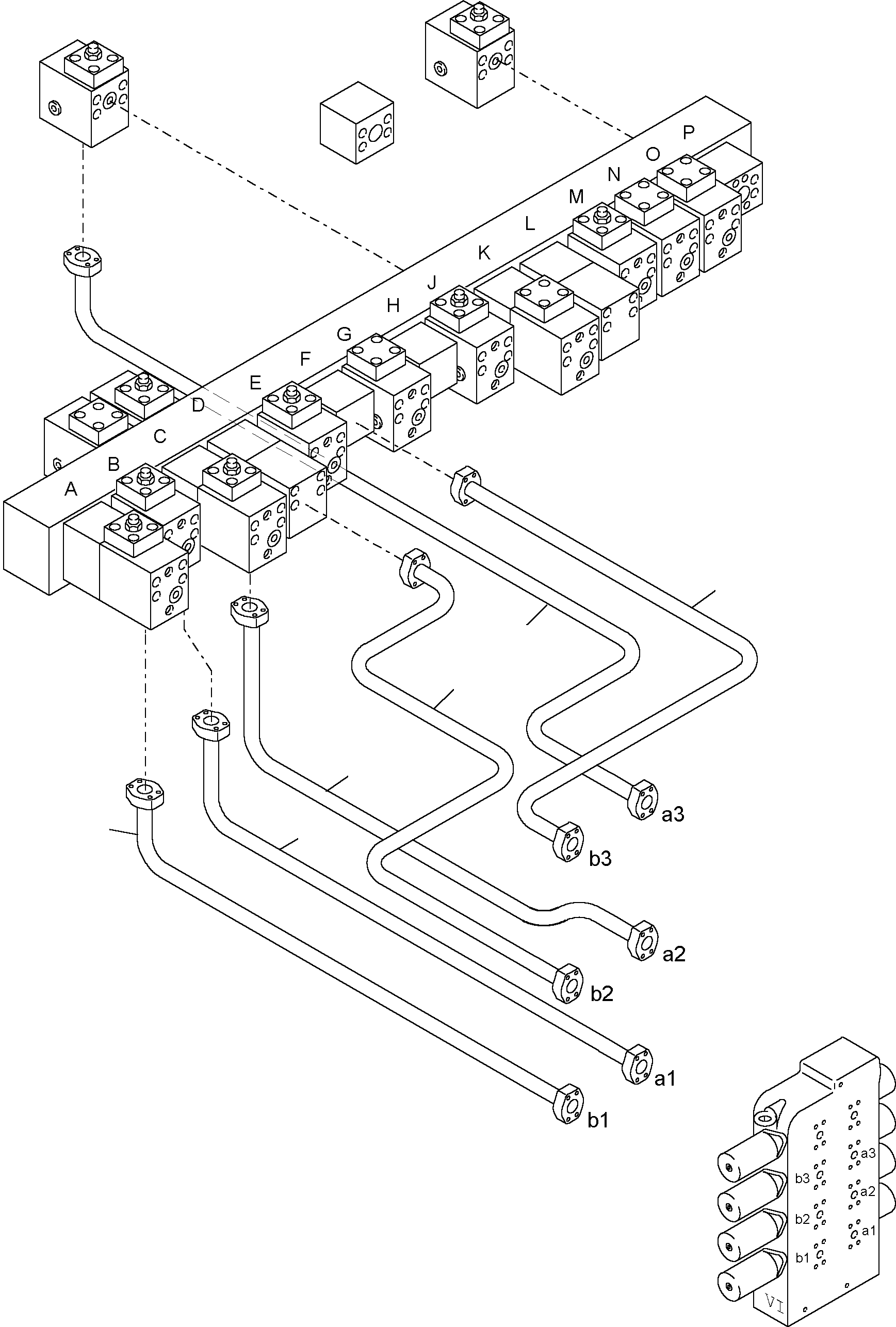 Excavators Mining Komatsu / PC4000-6 S/N 08153(g08153) / Pressure lines control blocks mainfold(355-1858 : 355-1858)