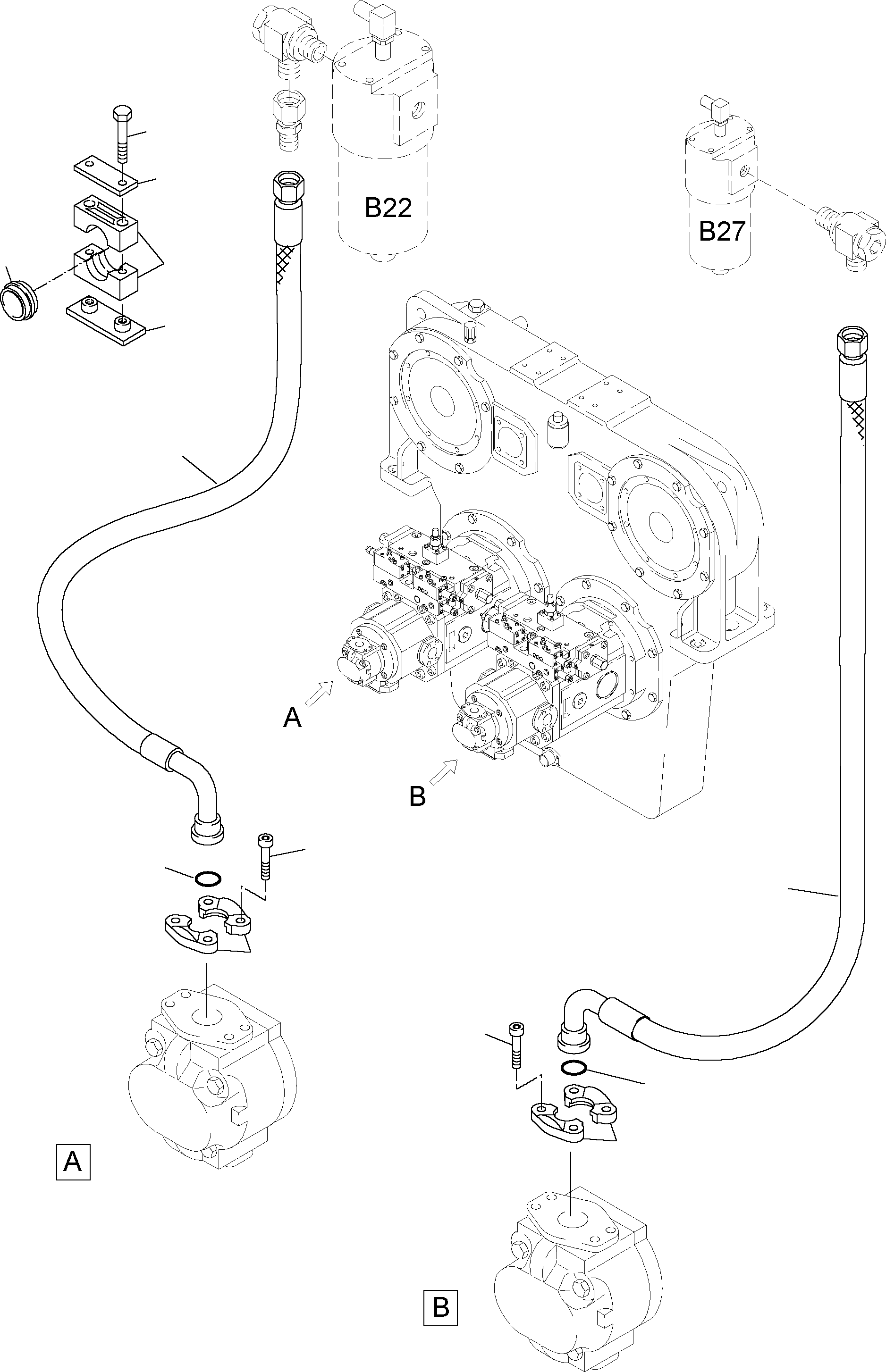 Excavators Mining Komatsu / PC4000-6 S/N 08153(g08153) / Pressure lines - Gear oil and Pilot oil pump(355-1834 : 355-1834)