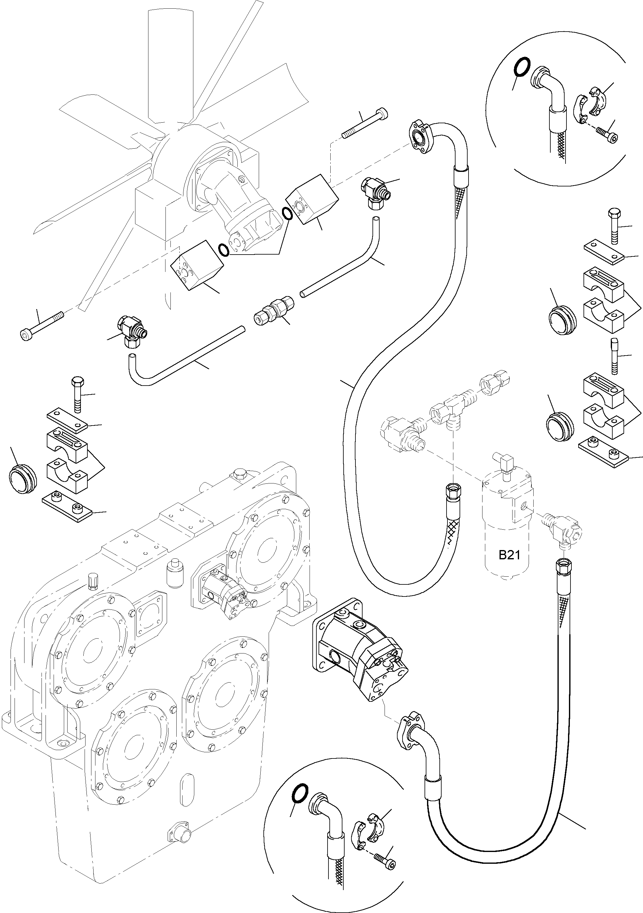 Excavators Mining Komatsu / PC4000-6 S/N 08153(g08153) / Lines - Fan Motors, Fan Pump (Radiator)(355-1820a : 355-1820a)