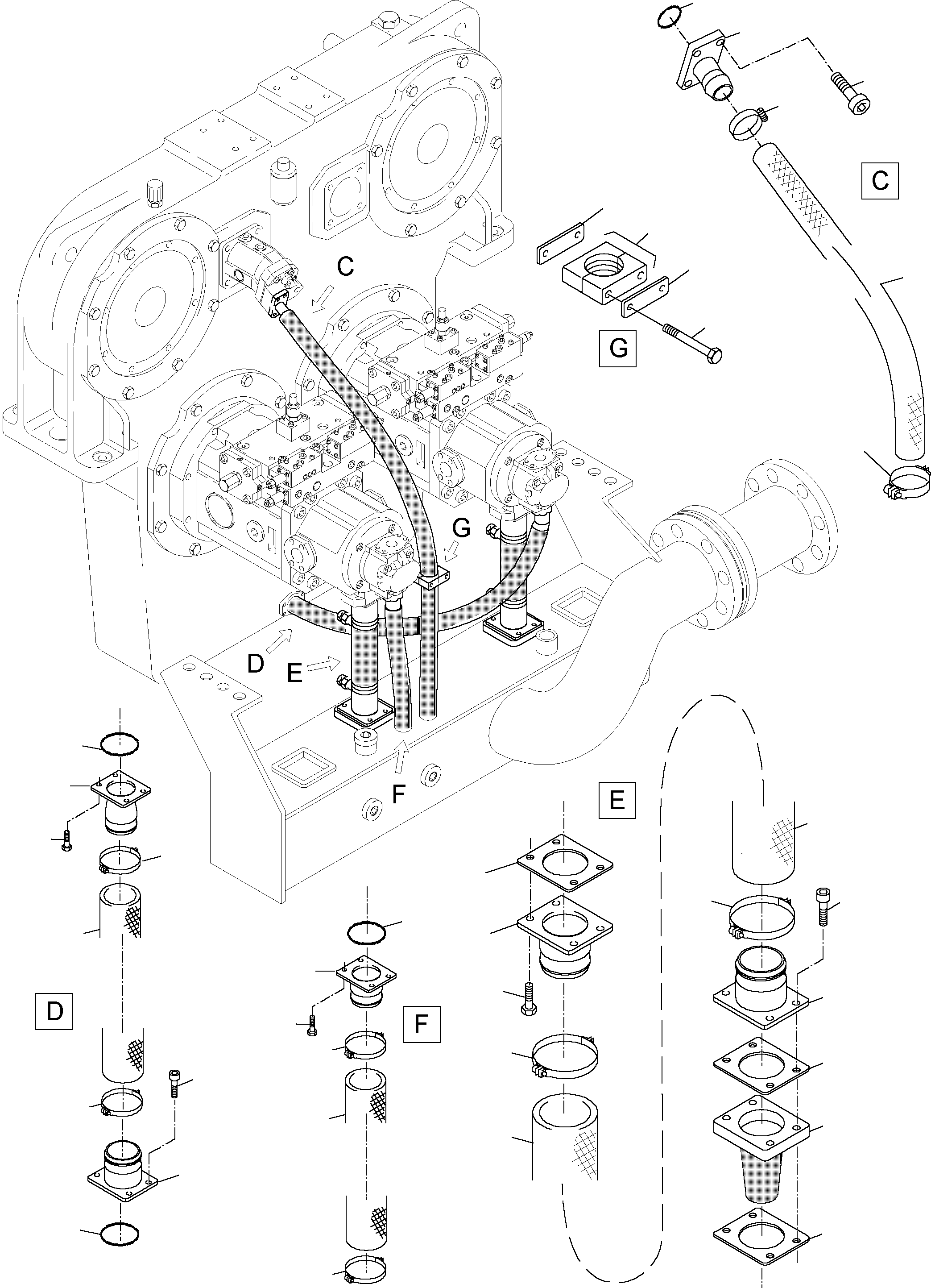 Excavators Mining Komatsu / PC4000-6 S/N 08154(g08154) / Main Pumps Suction Lines(355-1810a : 355-1810a)