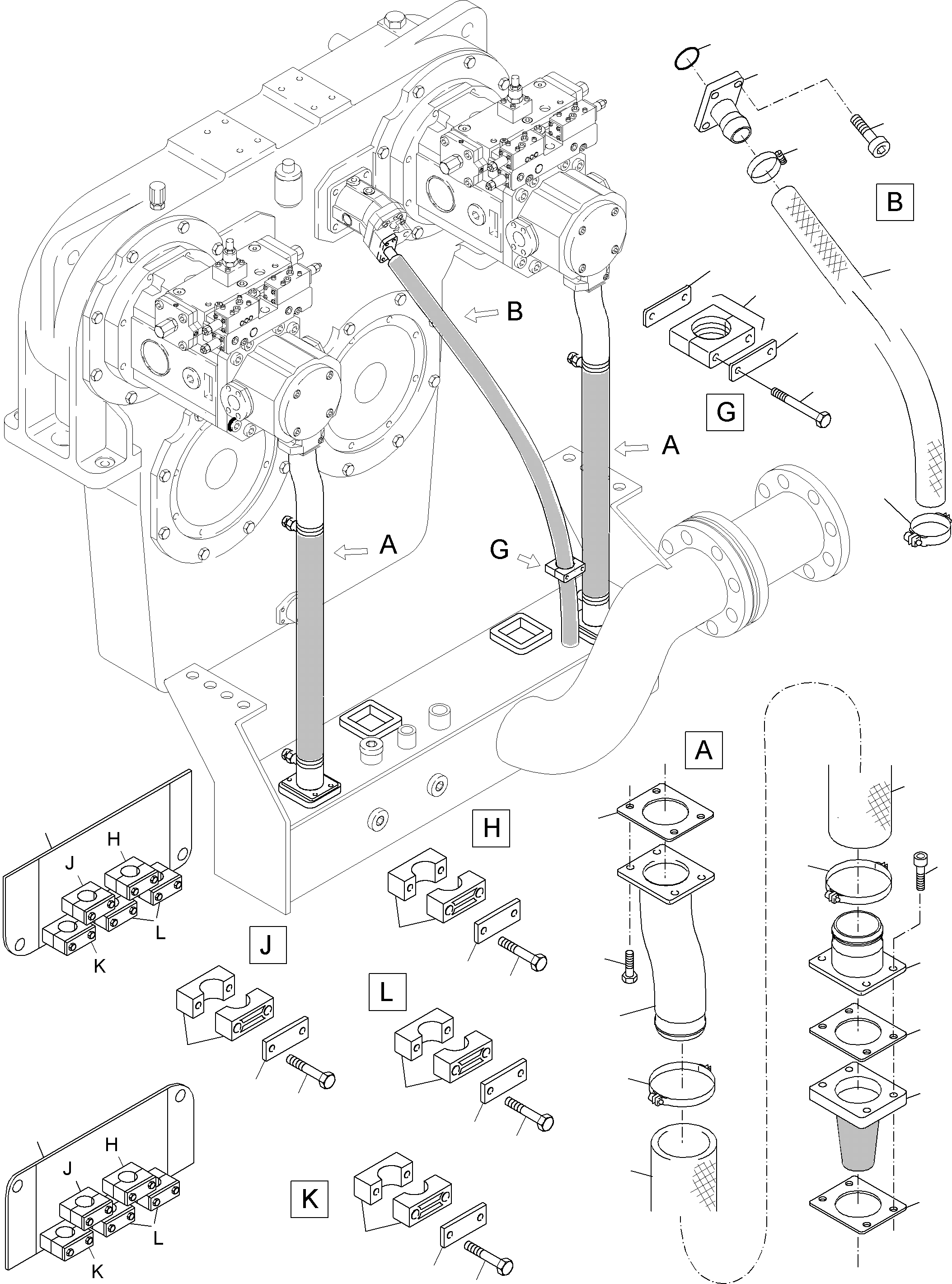 Excavators Mining Komatsu / PC4000-6 S/N 08161(g08161) / Main Pumps Suction Lines(355-1810d : 355-1810d)