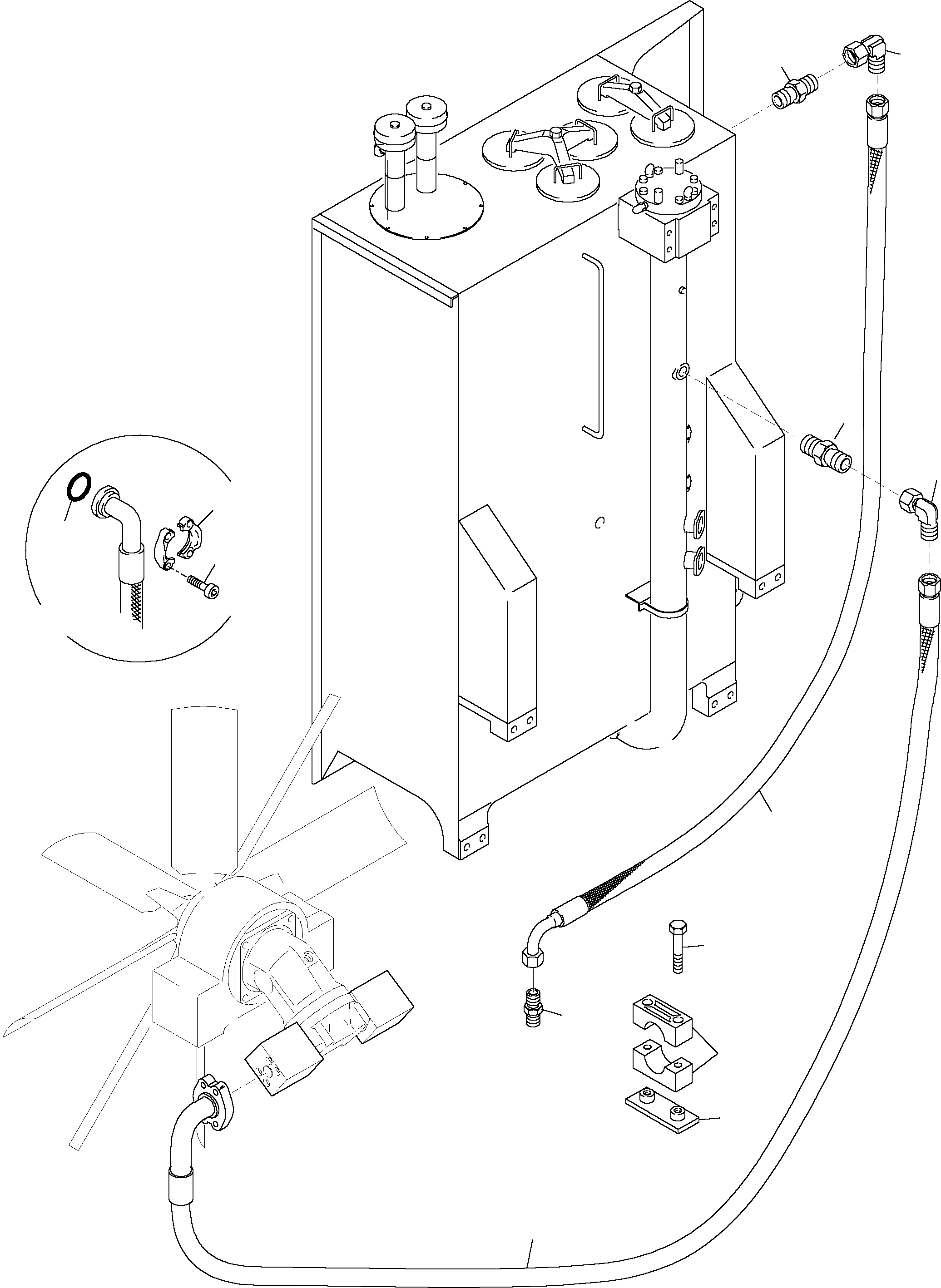 Komatsu parts book diagram for PC4000-6 S/N 08164: LINES - FAN MOTORS, FAN PUMP (RADIATOR)