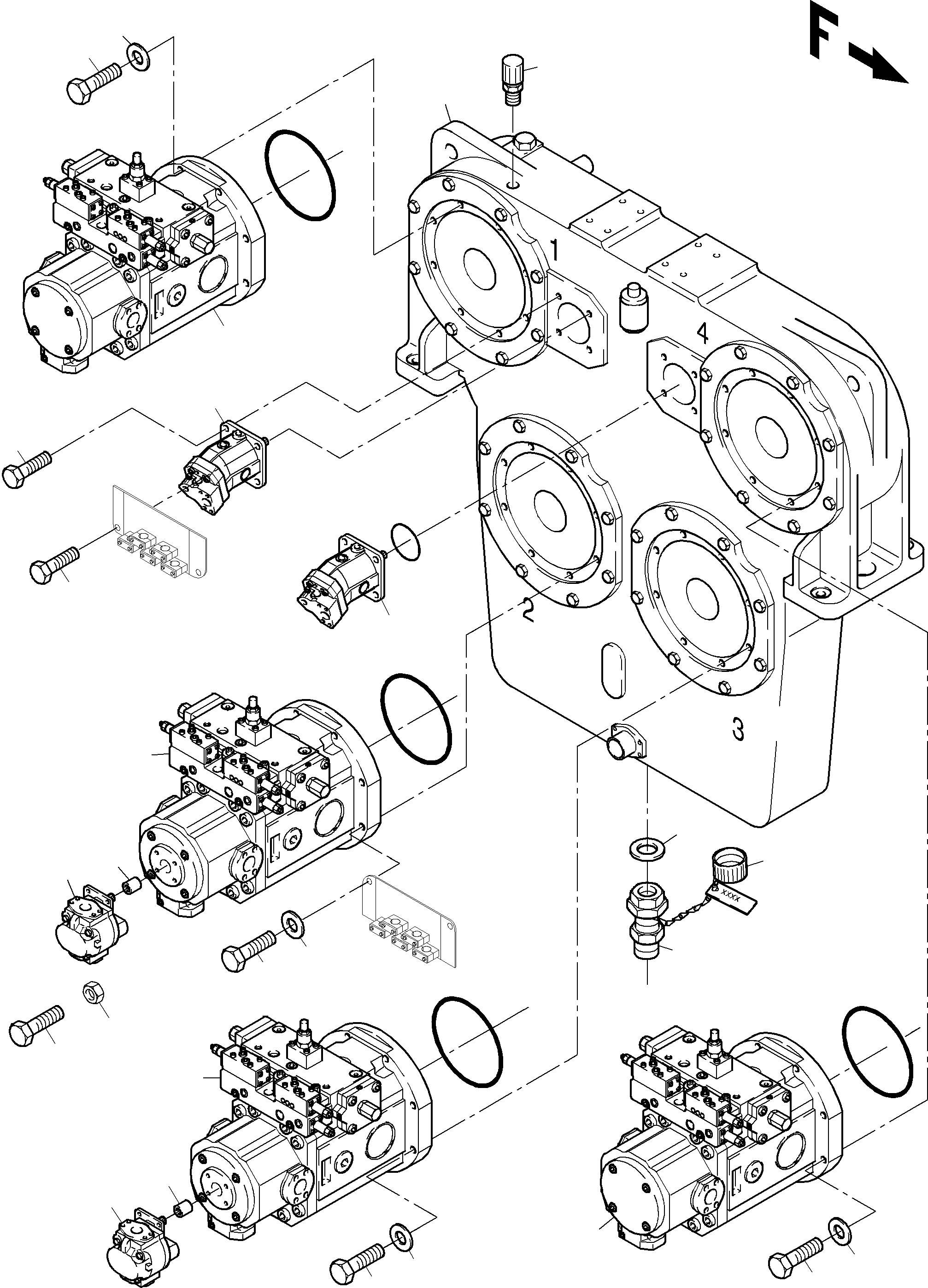 Komatsu parts book diagram for PC4000-6 S/N 08164: PUMP MOUNTING; COVER PDG