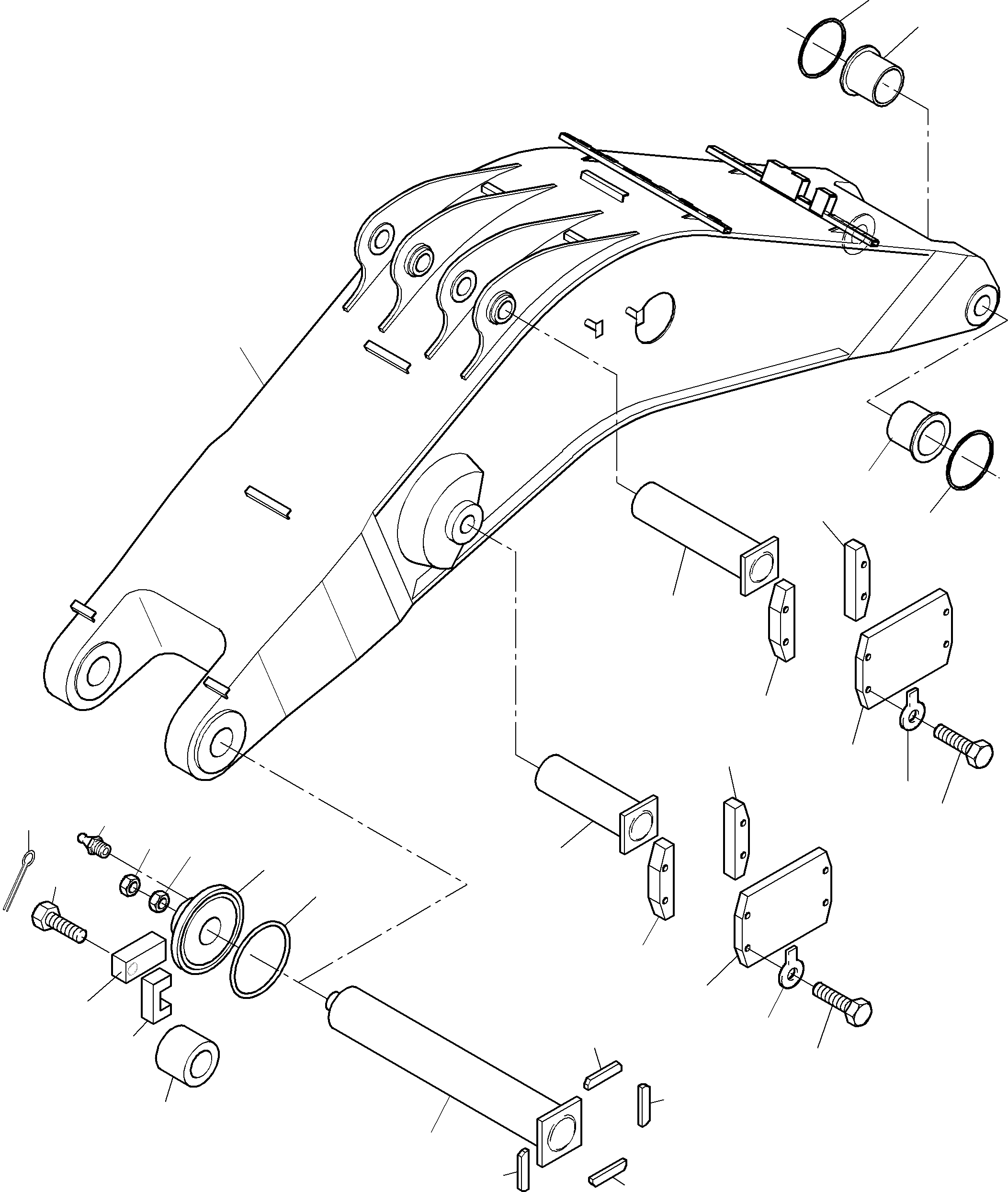 Komatsu parts book diagram for PC4000-6 S/N 08164: BOOM BACKHOE EQUIPMENT 9,75 M