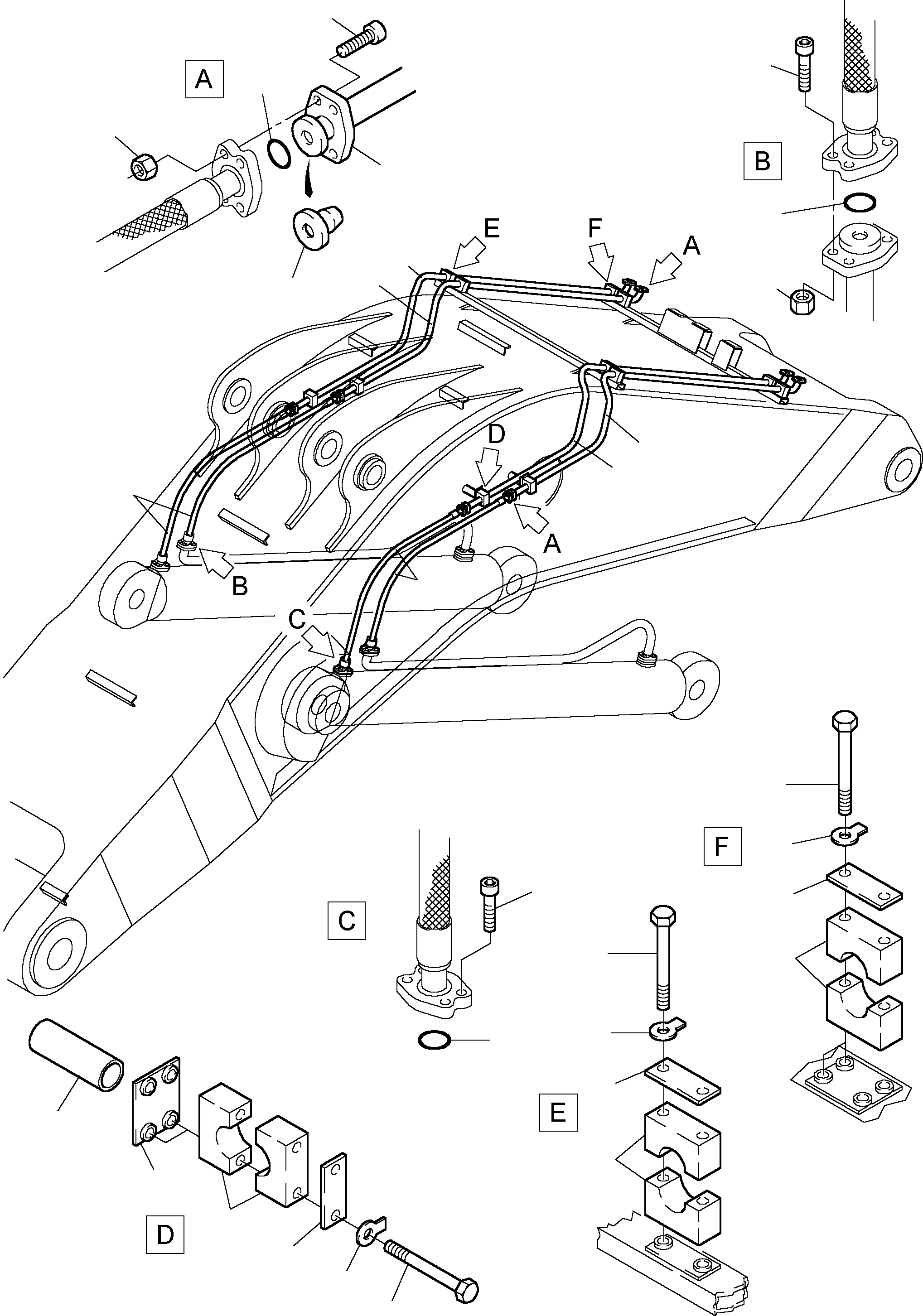 Komatsu parts book diagram for PC4000-6 S/N 08164: BOOM BACKHOE EQUIPMENT 9,75 M