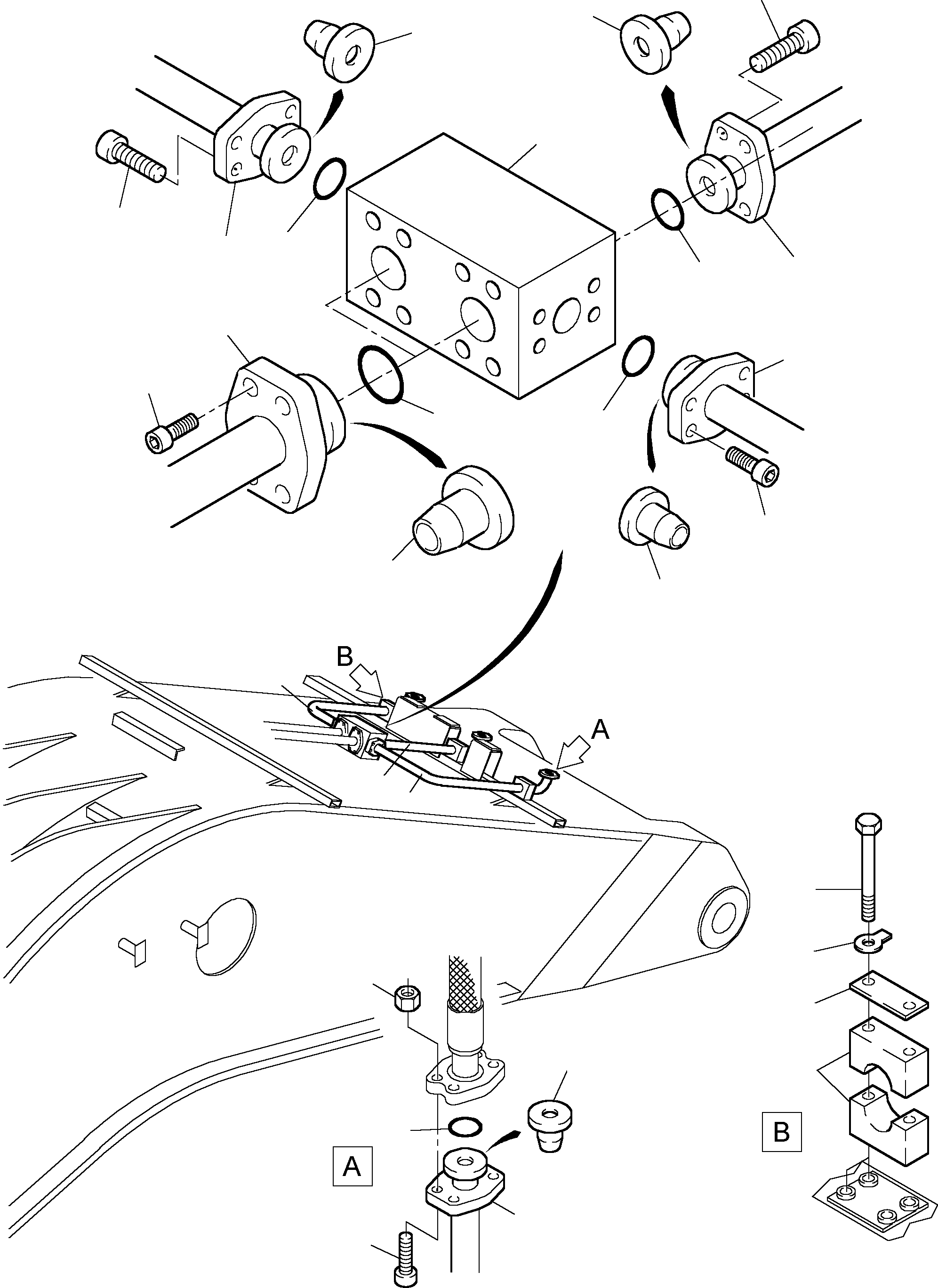 Komatsu parts book diagram for PC4000-6 S/N 08164: BOOM BACKHOE EQUIPMENT 9,75 M