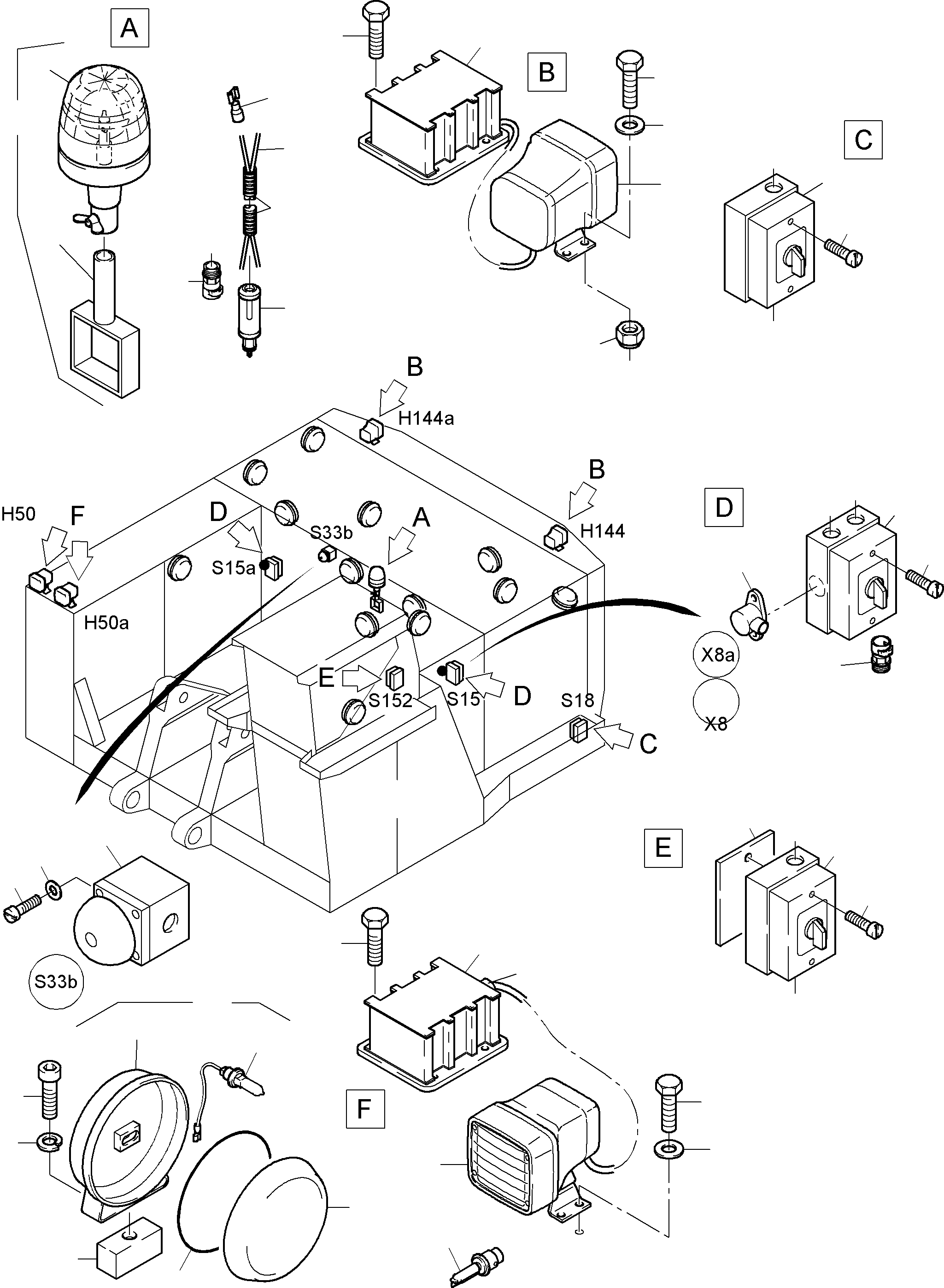Komatsu parts book diagram for PC4000-6 S/N 08164: LIGHTING EQUIPMENT