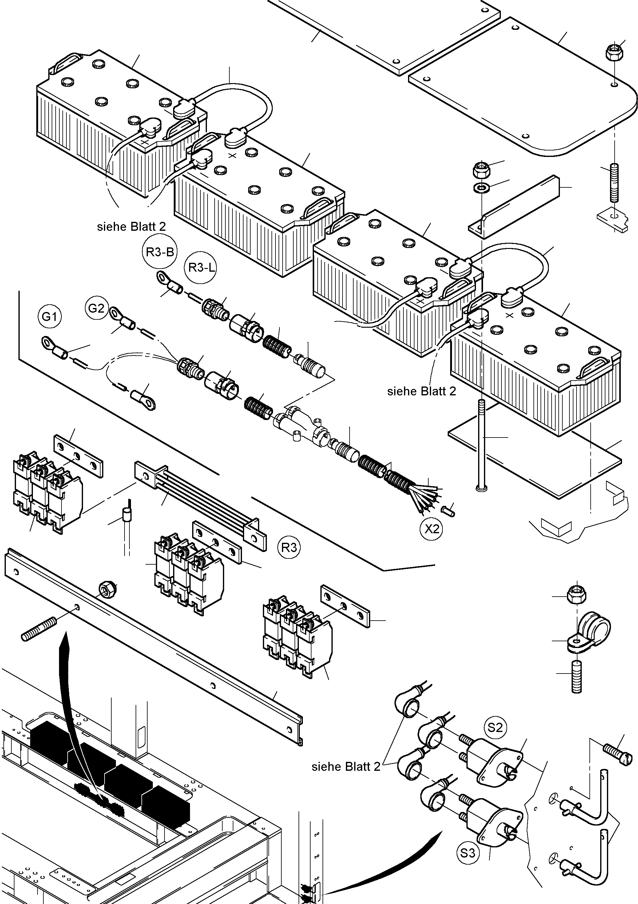 Komatsu parts book diagram for PC4000-6 S/N 08164: BATTERIES WITH CABLES