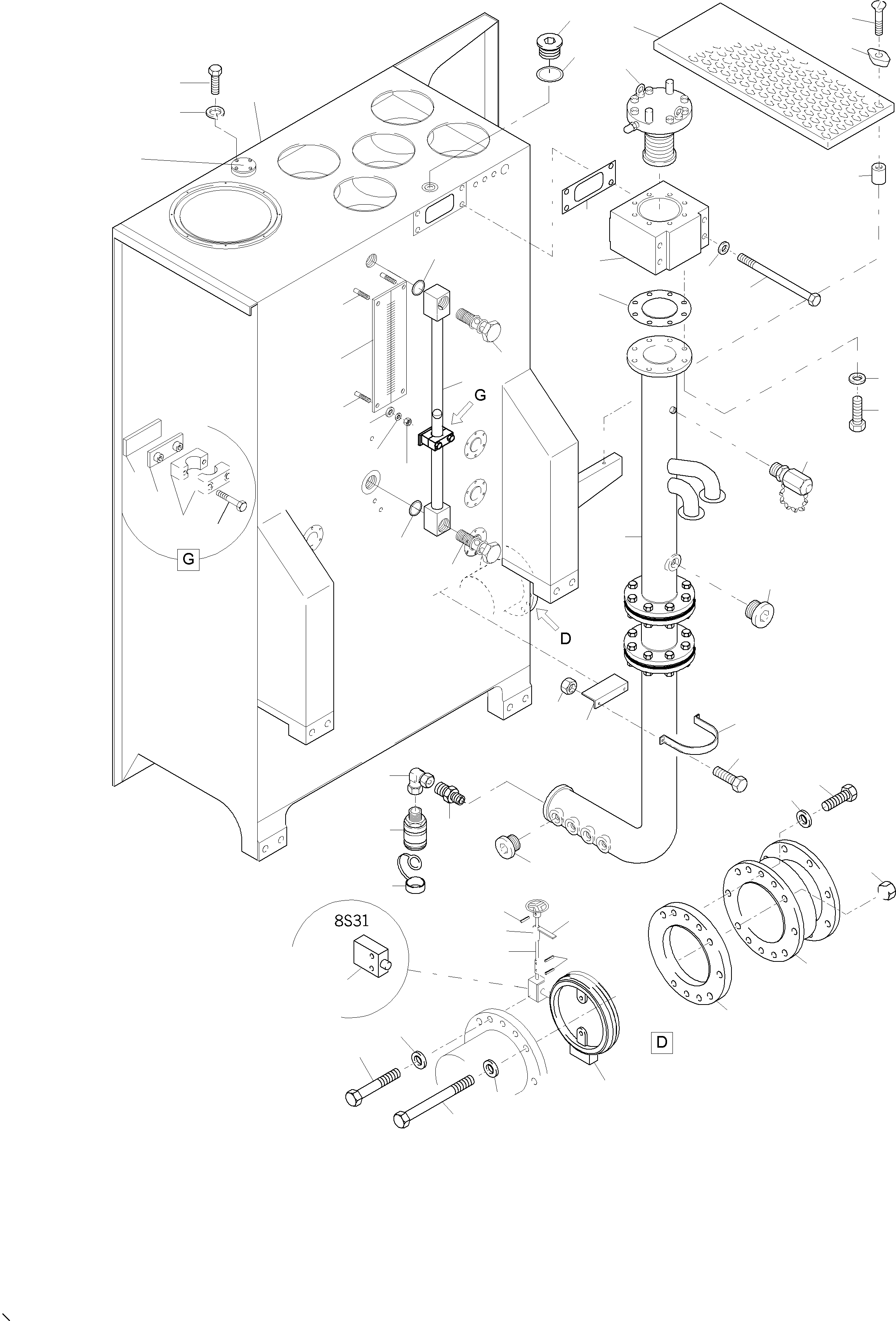 Komatsu parts book diagram for PC4000-6 S/N 08164: MAIN OIL TANK